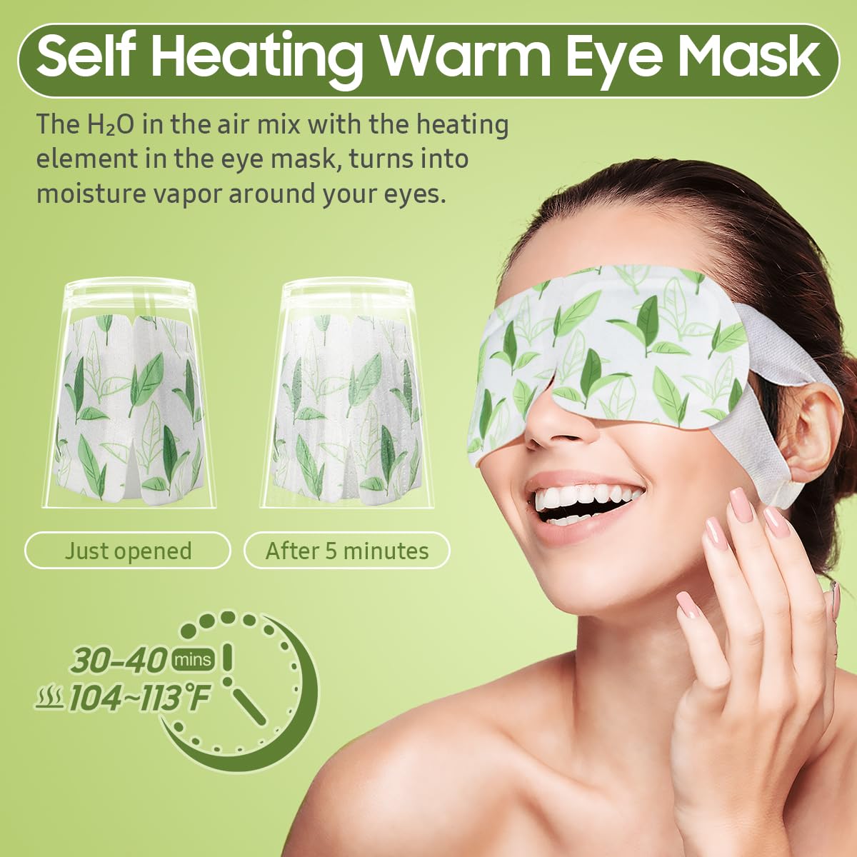 Steam Eye Mask, 10 Packs Heated Eye Mask, Self Heating Disposable SPA Warm Compress for Eyes Sleep Mask, Soothing Moist Heat Eye Masks, Travel Essentials & Relaxation Gifts (Green Tea Scent)