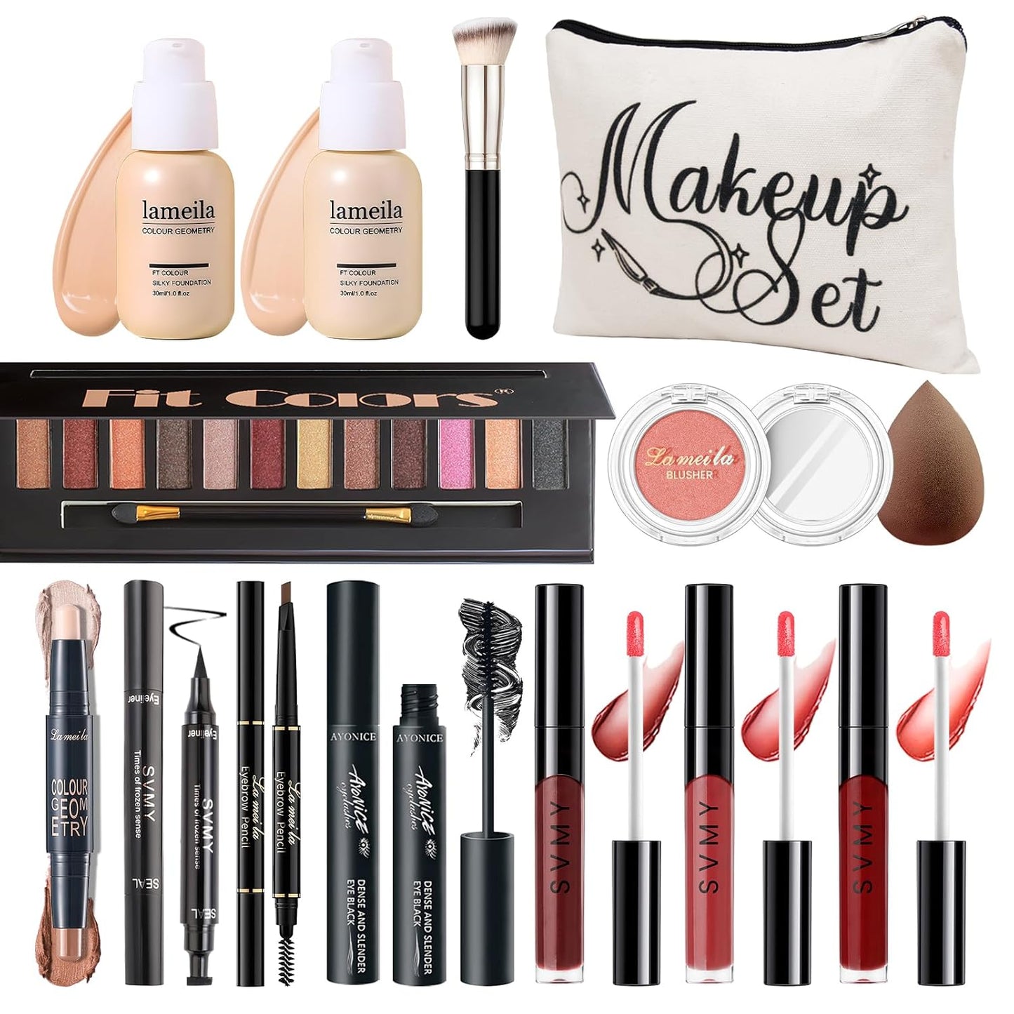 Makeup Kit for Girls Teens, Travel Makeup Kit, Facial Makeup Full Kit, Makeup Present Set for Beginners & Professionals, Cosmetic Bag Include Pigmented Blendable Eyeshadow Palette, concealer