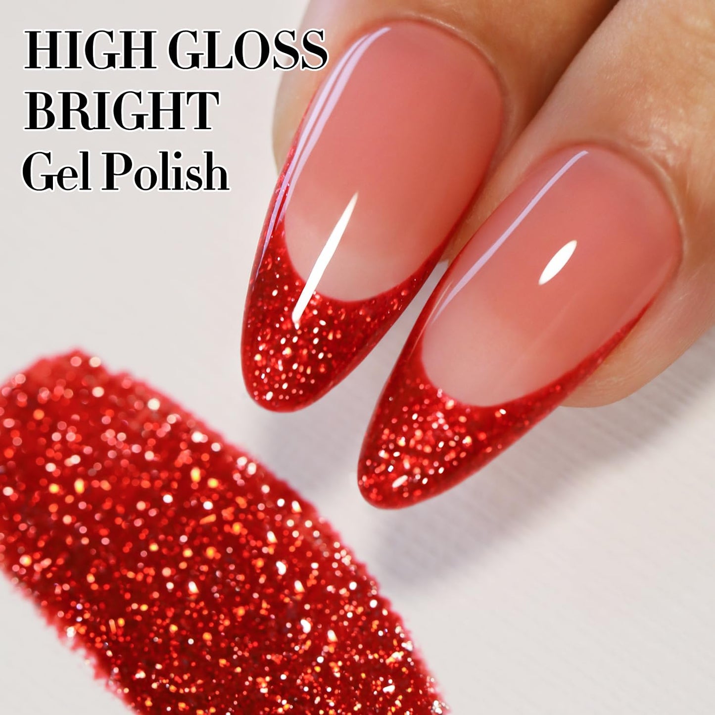 Double Rhythm Glitter Gel Polish Deep Red 15ML Shimmer Reflective Color for Nail Art Salon DIY at Home 0.5Oz (Dark Red-B1127)