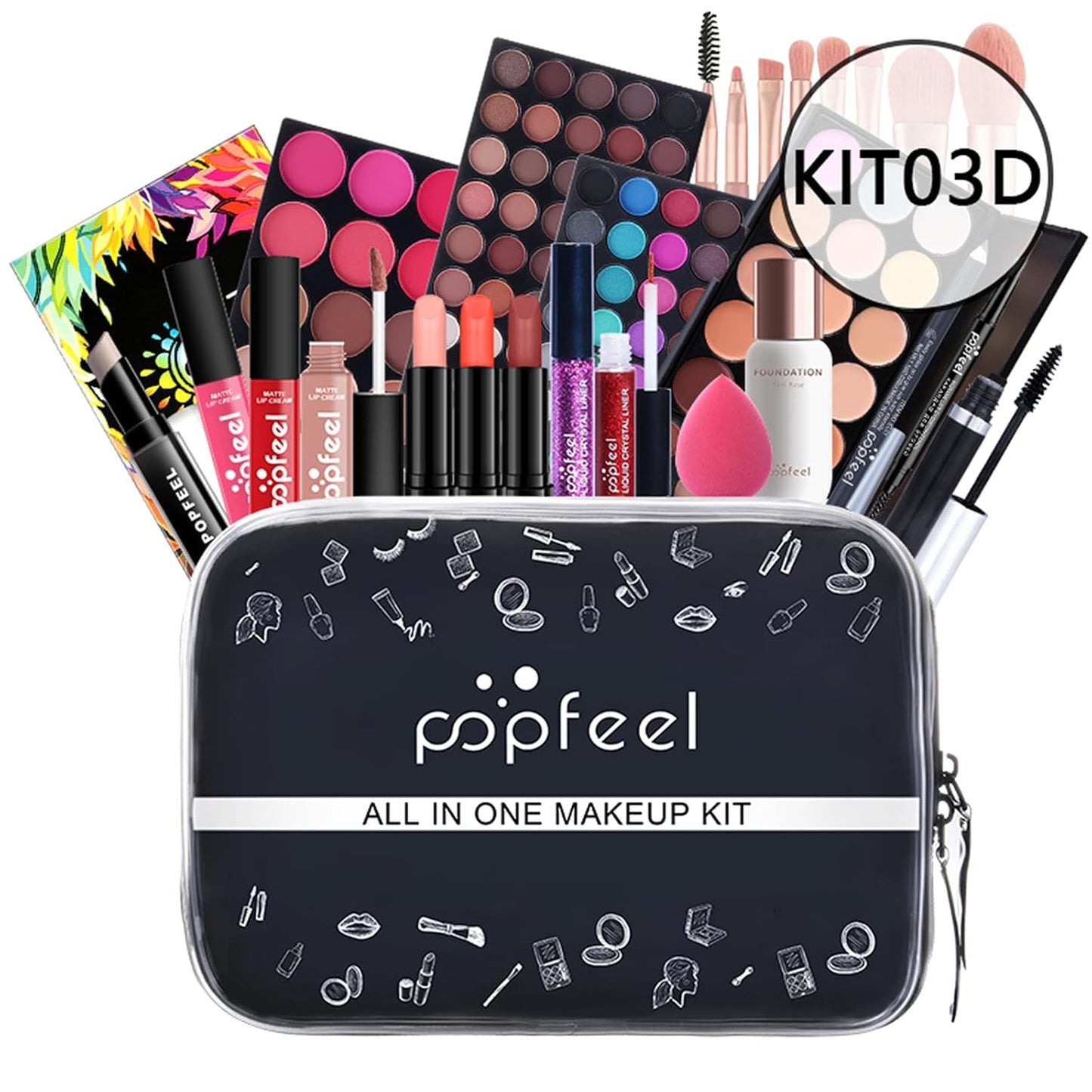 All-in-One Makeup Gift Set Travel Makeup Kit Complete Starter Makeup Bundle Lipgloss Lipstick Concealer Blushes Powder Eyeshadow Palette Cosmetic Palette for Teen Girls & Adults #18