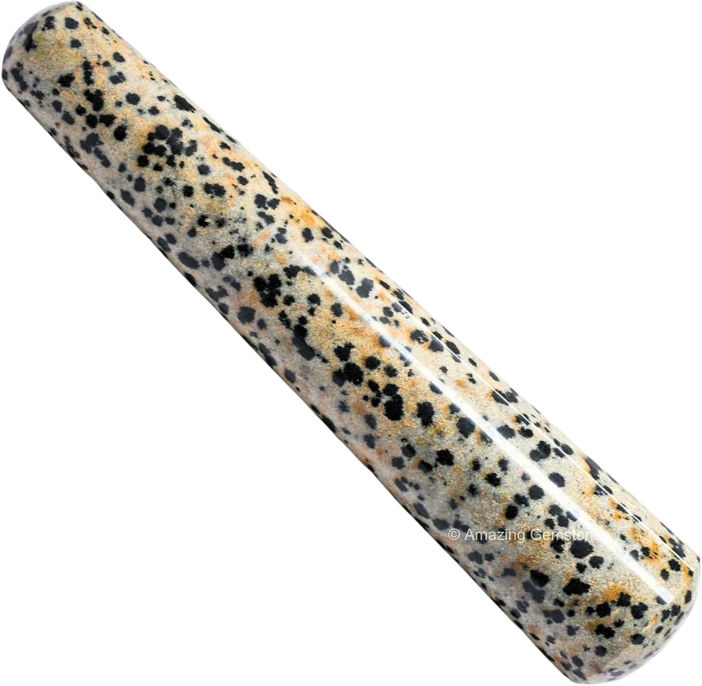 Amazing Gemstone Dalmatian Jasper Crystal Wand Massage Stick - Pelvic Wand Gua Sha for Adults - Crystals and Healing Stones Massage Wands for Adults Gifts (Smooth)