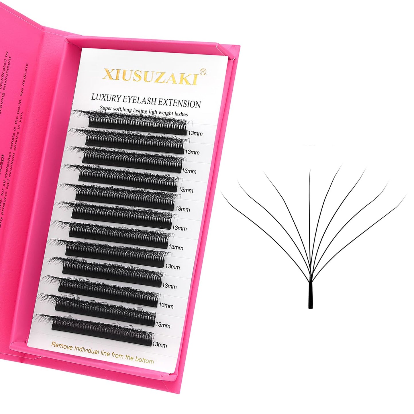 W Lash Extensions Supplies 8D Eyelash Extensions W Shape 0.07mm Thickness D Curl 9mm Premade Fans Easy Fan Lashes Volume Matte Black 12 Rows Crisscross Eye Lashes(W-8D-0.07-D,9mm)