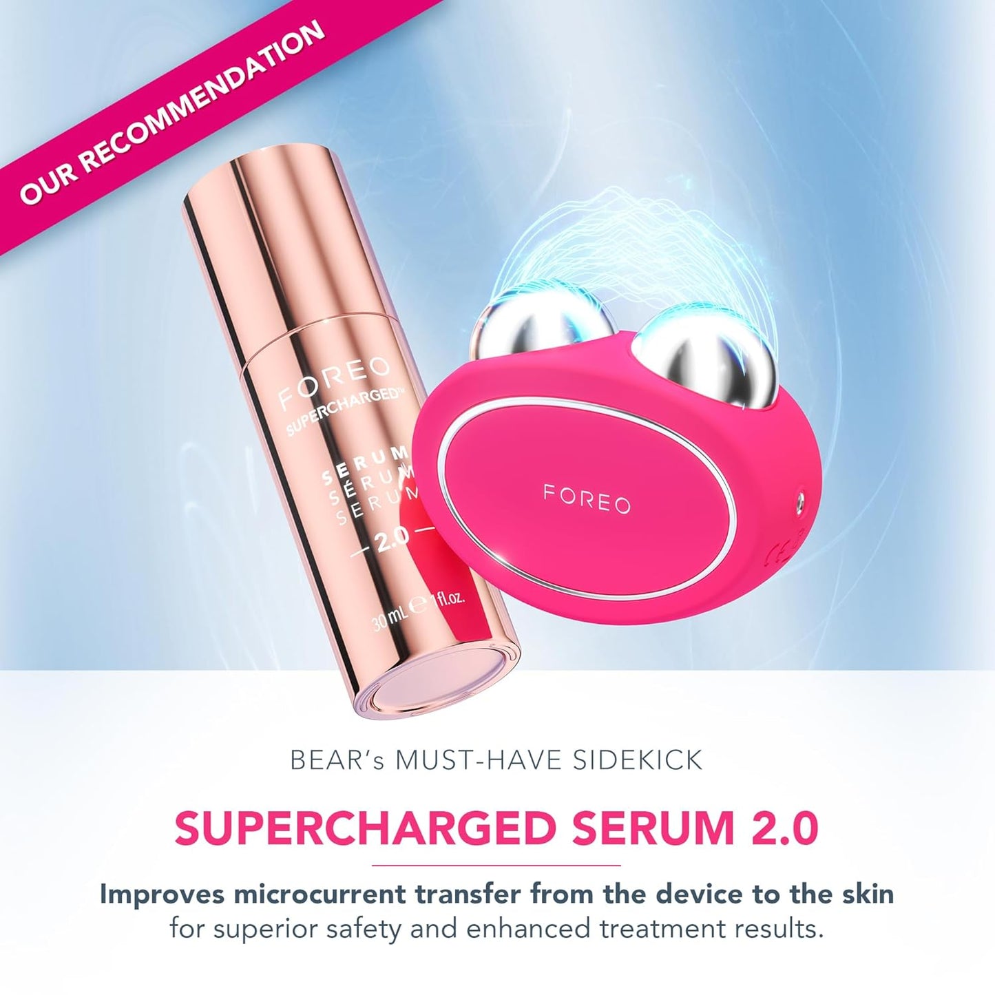 FOREO Bear 2 Advanced Toning Microcurrent Facial Device -Face Sculpting Tool - Firm & Contour - Non-Invasive - Increases Skin Care Absorption - Fuchsia