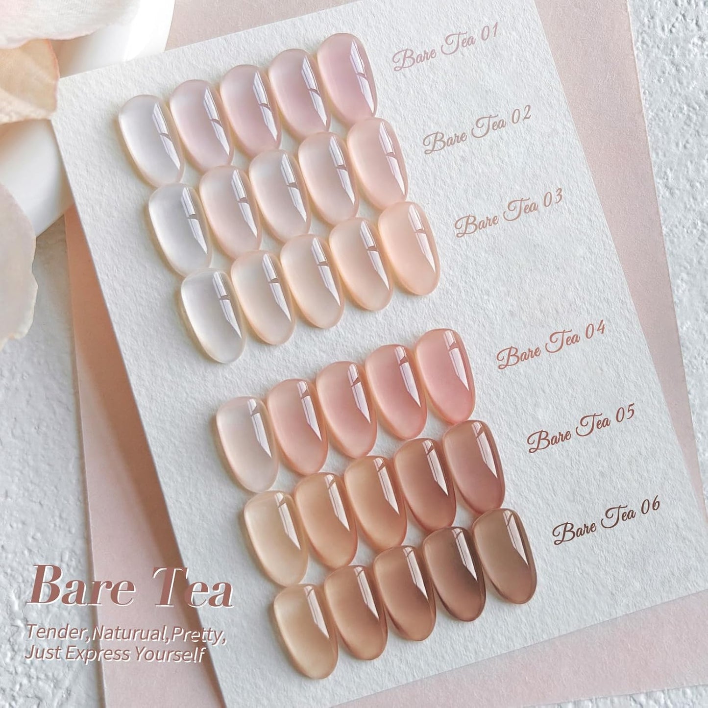 Born Pretty Jelly Nude Gel Nail Polish Set,Nude Clear Gel Nail Polish Sheer Crystal Transparent Gel Polish Soak Off U V Light Cure Gel Polish Kit Nail Art Manicure DIY Salon Home 6PCS 7 ML