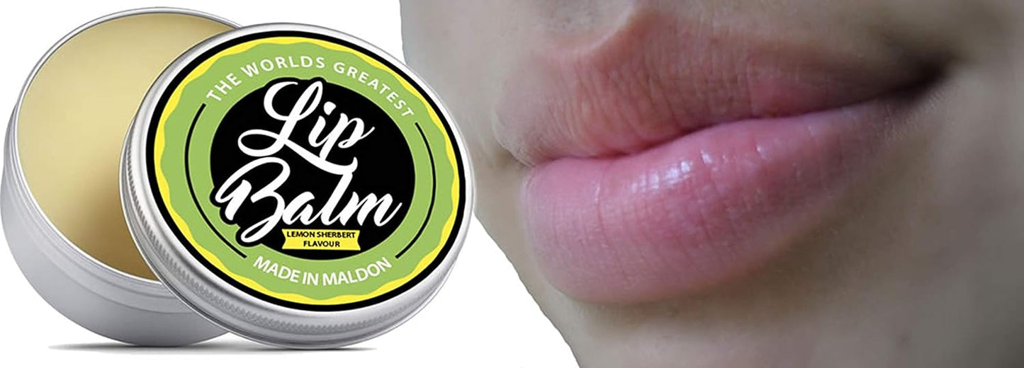 Lip Balm - Lemon Sherbet Flavoured Natural & Organic Lip Moisturizer Balm | Made with Shea Butter Beeswax Jojoba oil & Hemp Seed Oil, The Beard & the Wonderful Lip Balms for Dry & Cracked Lips | 15mL
