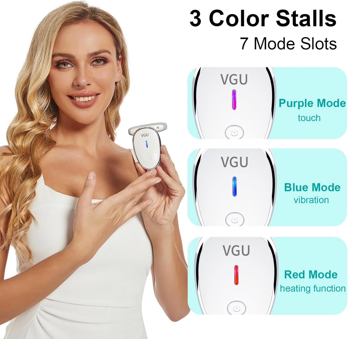 Face Massager, Facial Neck Care Tool with Vibrating Heating Mode, Portable Handheld Gift White