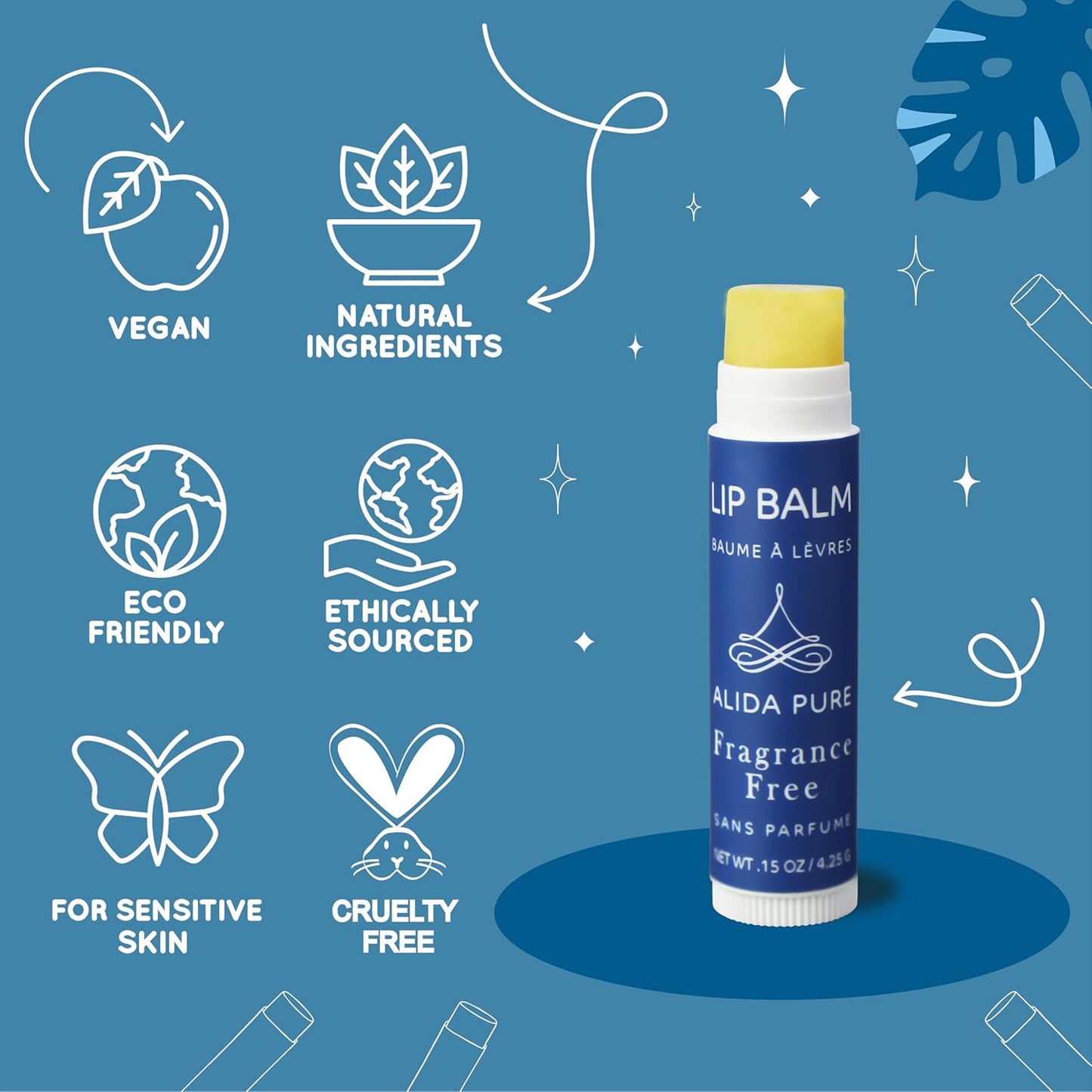 Fragrance Free 50 Tube Lip Balm Collection, Unscented, Vegan, Bees Wax Free, Coconut Oil Free, with Organic Jojoba and Avocado Oil, Vitamin E, For Dry, Chapped, or Cracked Lips, 50 Tubes