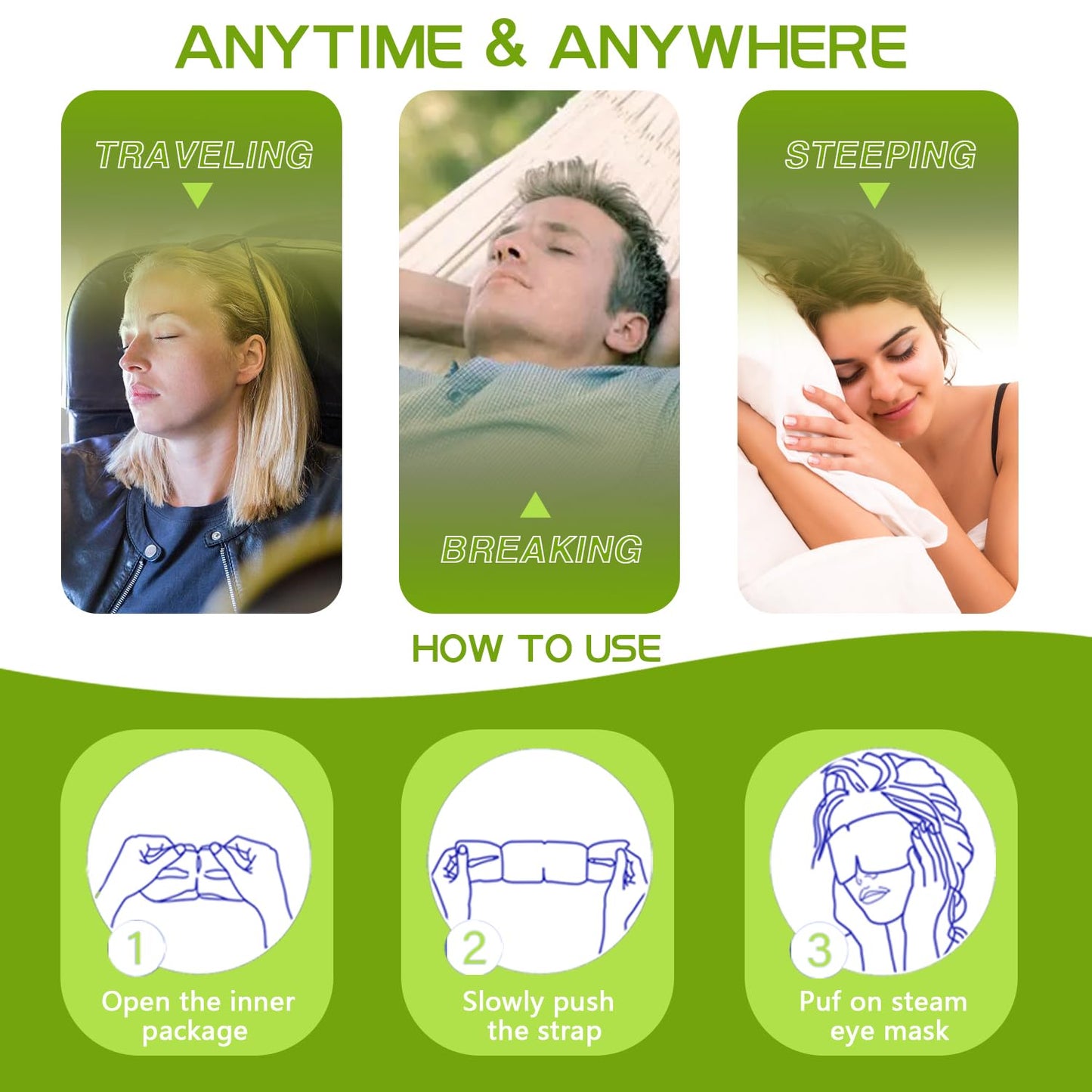 Sleep Mask for Travel Essentials,Steam Eye Mask Green Tea,Reduce Eye Patches for Puffy Eyes and Dark Circles,Hydrate & Soothe Tired Eyes, Self Heated Eye Masks,Self Care SPA Gifts for Women,20 Packs