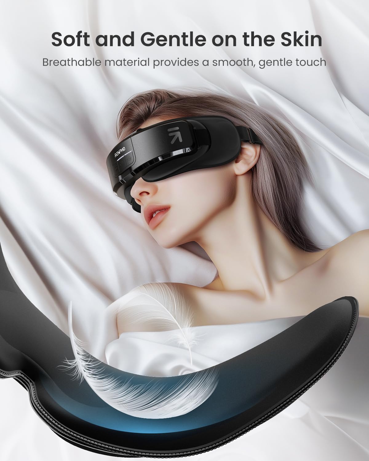 RENPHO Eyeris Shift Eye Massager for Migraines [2025 Upgraded], Heated Eye Massager & Sleep Mask for Relaxation, Birthday Gifts for Women/Men/Mom/Dad, Music Temple Fack Mask Massager, Improve Sleep