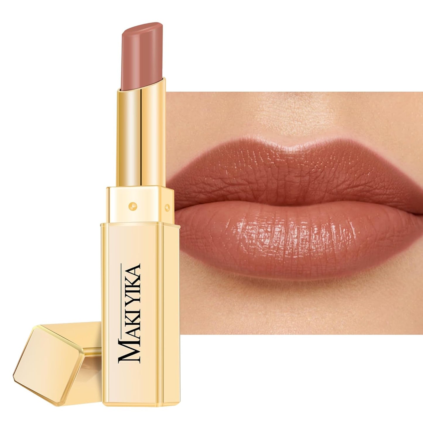 MAKI YIKA Moisture Nude Lipstick for Women Hydrate Lip Balm for Dry Cracked Lips Weightless Glossy Lip Color Juicy Finish,MA055 Mica Nude