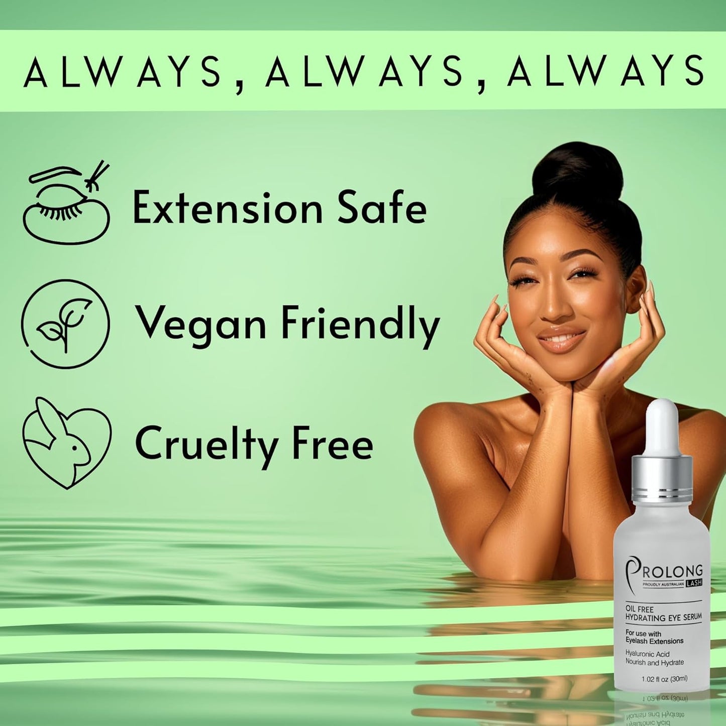 Hyaluronic Acid Eye Serum - Safe for Eyelash Extensions - Reduces Wrinkles and Fine Lines - Depuffs, Lifts, and Firms - Includes Niacinimide - Natural Collagen - B Vitamins - And More