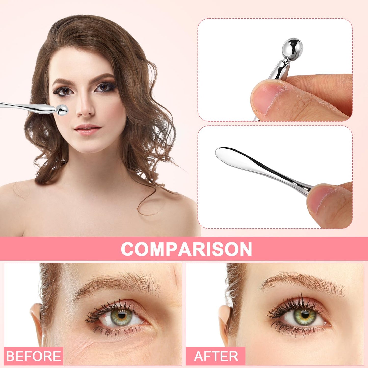 1 Pair Reusable Eye Patch, Silicone Reusable Eye Gel Pads Eye Wrinkle Patches Under Eye Mask, Plump Fine Lines & Wrinkles with Metal Eye Cream Applicator & Tin Case (Cream Color)