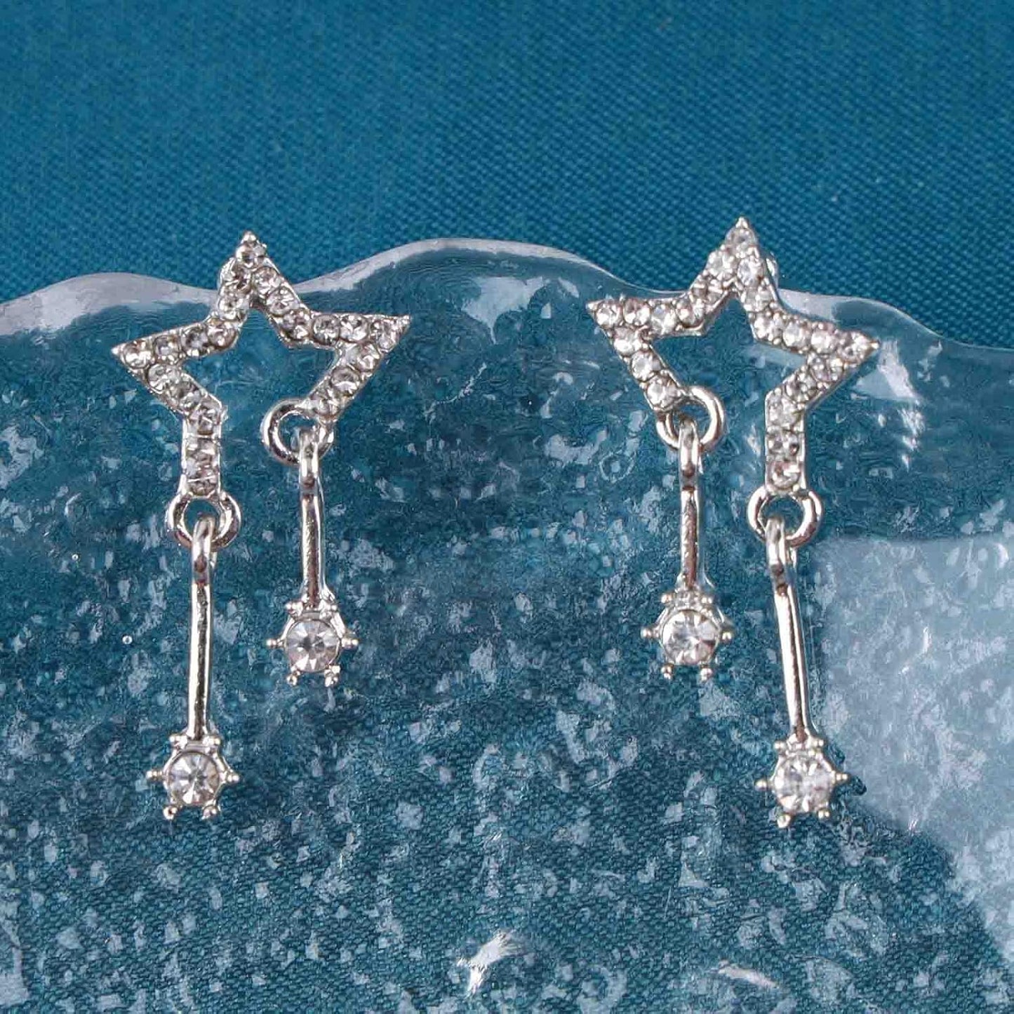 Vintage Crystal Star Earrings Rhinestone Drop Earrings Boho Star Crystal Dangle Earrings Silver Cz Star Stud Earrings Jewelry for Women
