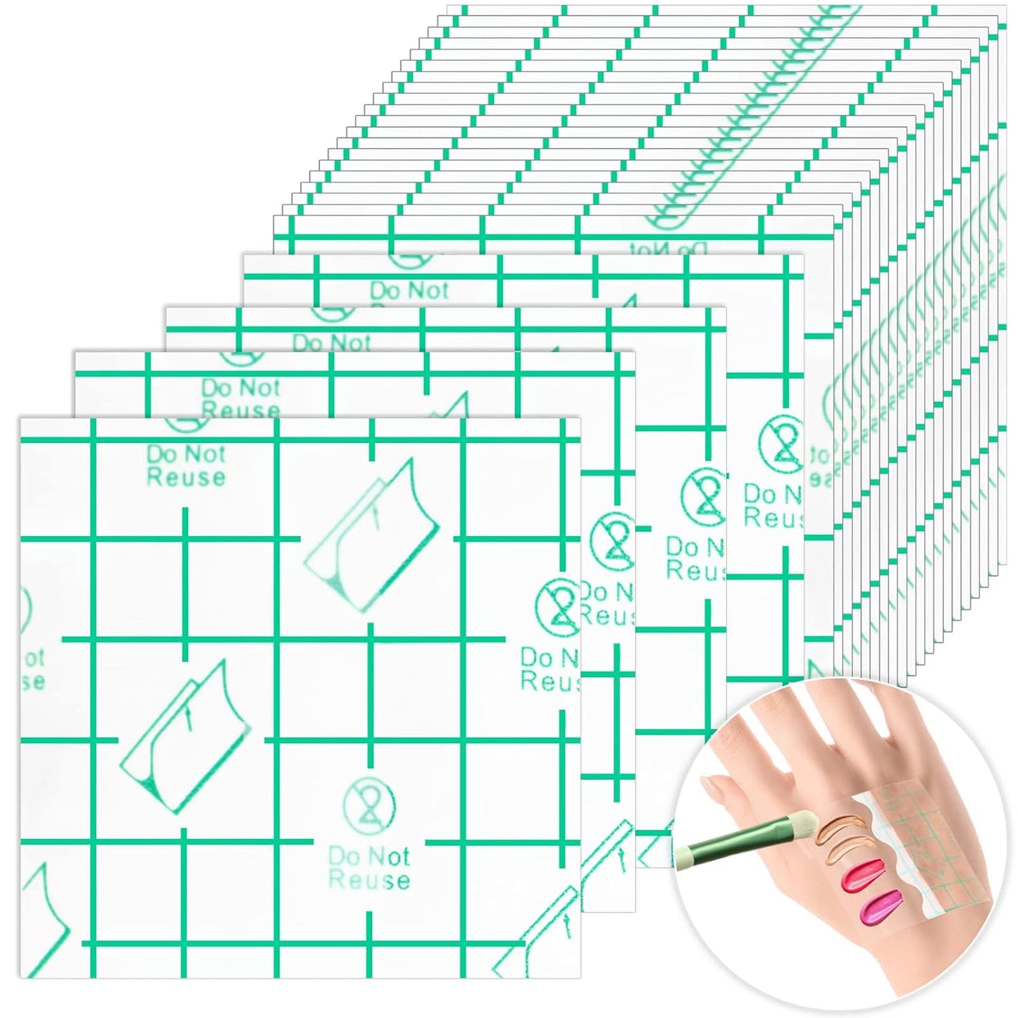 50 Pieces Hand Palette, Single Use Makeup Hand Palette Disposable Adhesive Palettes Cosmetic Makeup Palette for Every Makeup Artist (2.4 x 2.4 Inch)