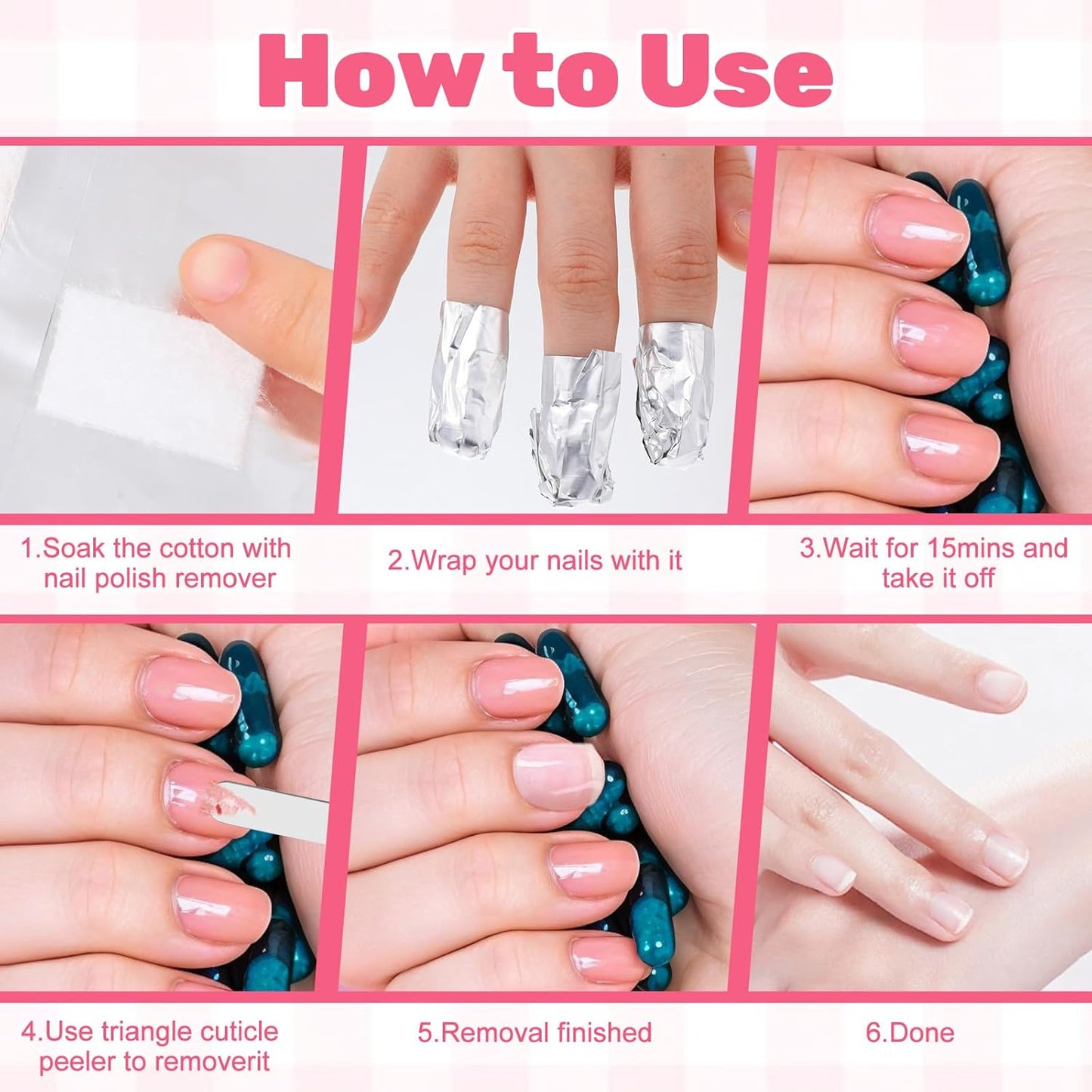 1000pcs Aluminium Foils Nails Polish Remover, Soak Off Wraps Finger Nail Gel Polish Removal Tool with 0.79x1.18inch Pre-attached Lint Free Cotton Pads