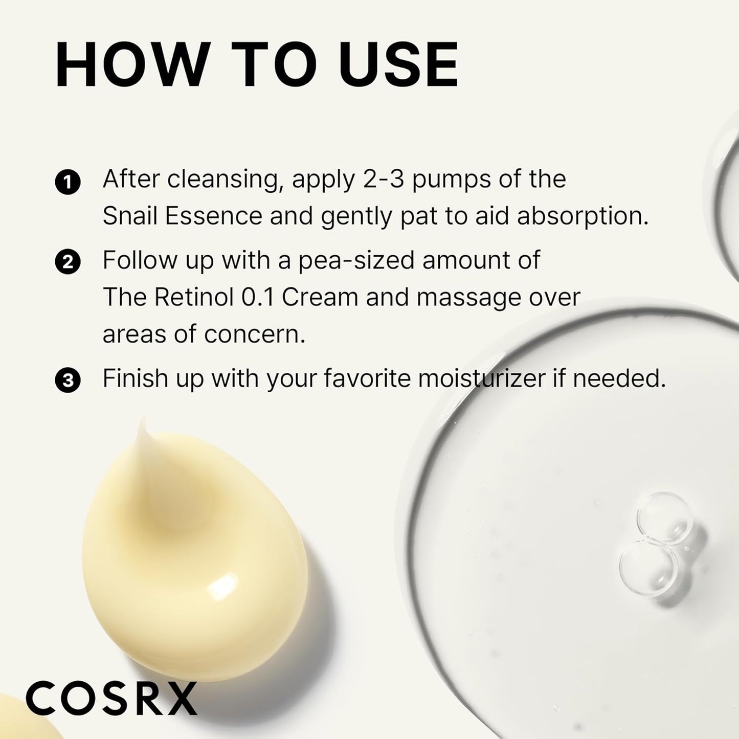 COSRX Glass Skin Korean Skincare Set- Advanced 96% Snail Mucin Serum (3.38fl oz * 2pcs) & Mini Sized 0.1% Retinol Cream for Face (0.1oz)- Korean Skin Care Gift Set, Anti Aging Set