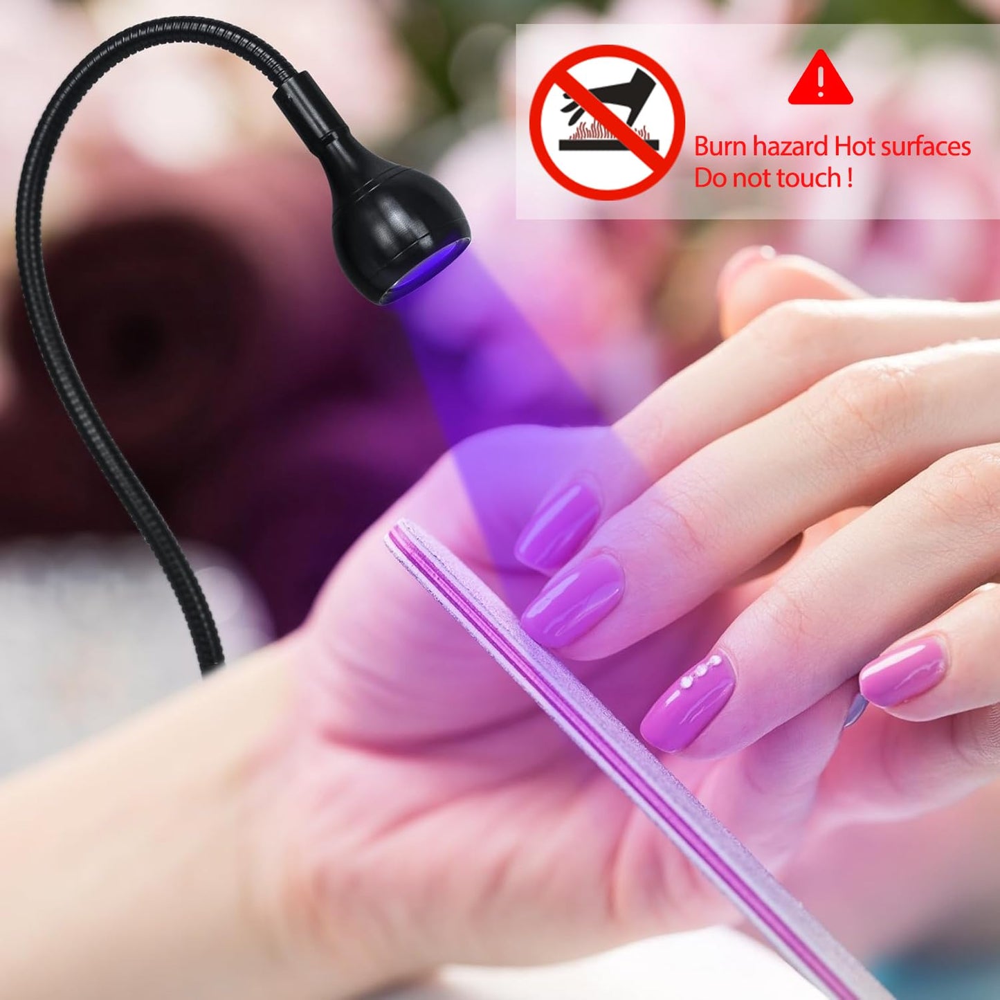 AORAEM Nail Lamp LED Nail Manicure Dryer Curing Light with Black Gooseneck and Clamp for Gel Nails