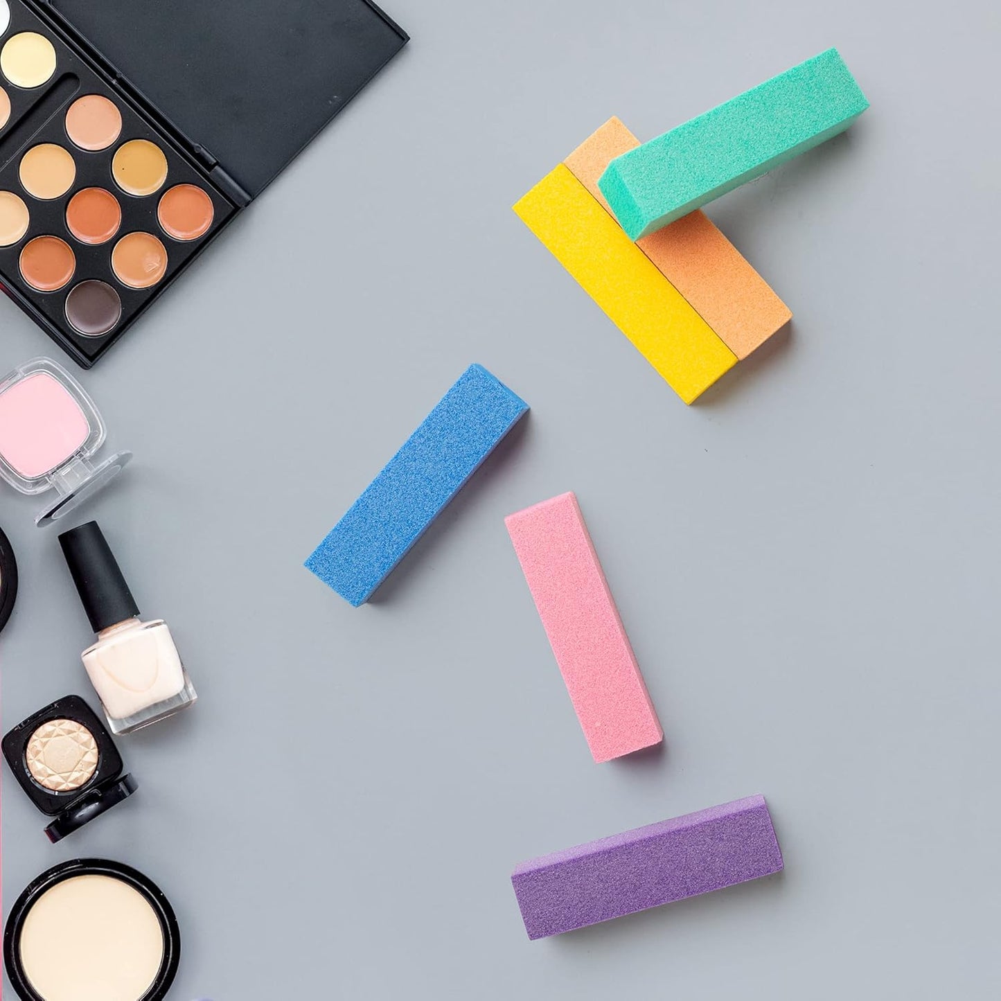 Natural and Acrylic Nail Buffing Blocks, 12-Pack, 4 Sided, Medium Grit (Multi-Colored)