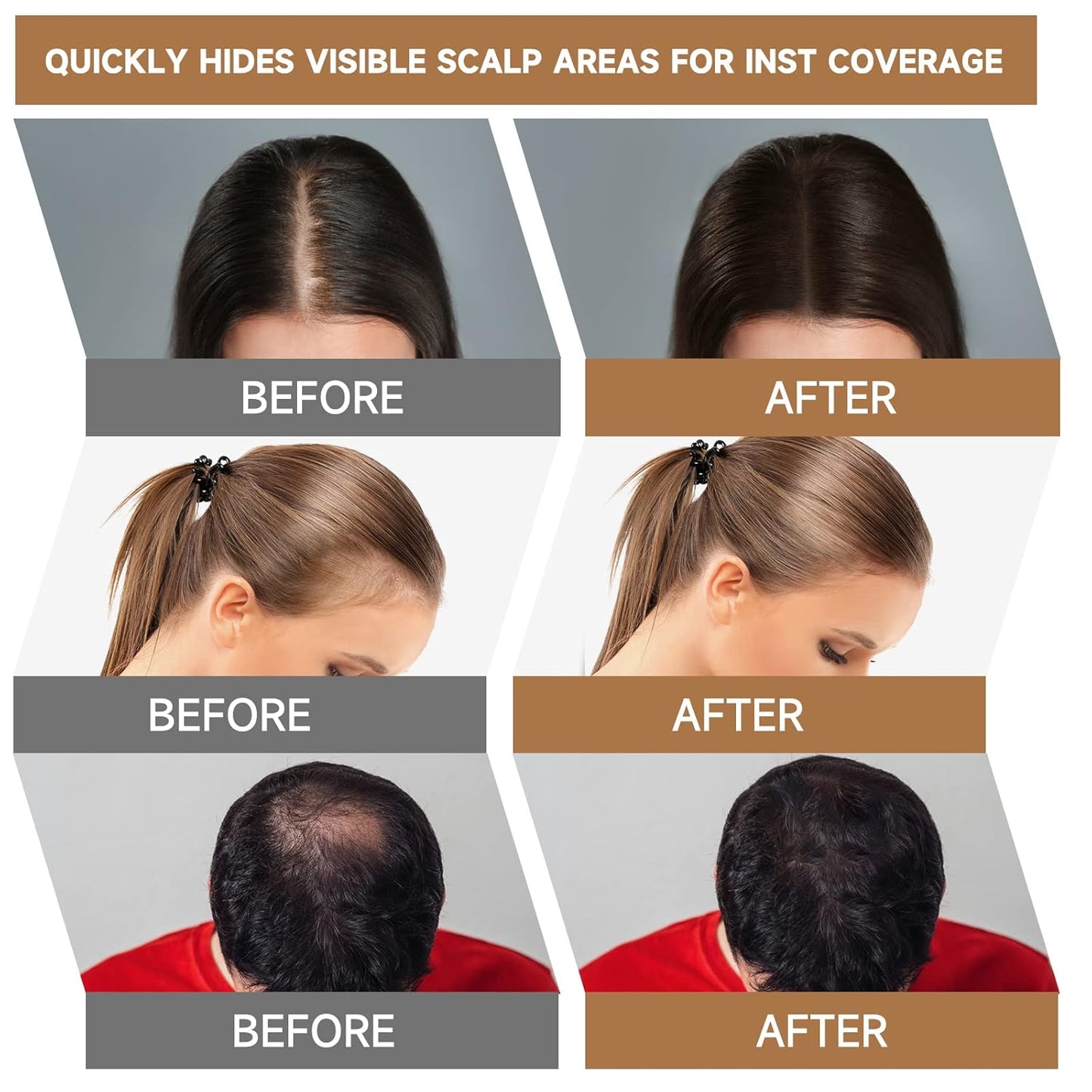 2 Pack Root Touch Up Shadow Powder, Gray Hair Cover Up, Women Color Root Coverage Powder for Thinning Grey Hairline, Men Instantly Concealer Hair Loss Beard Line Eyebrow, Red Brown