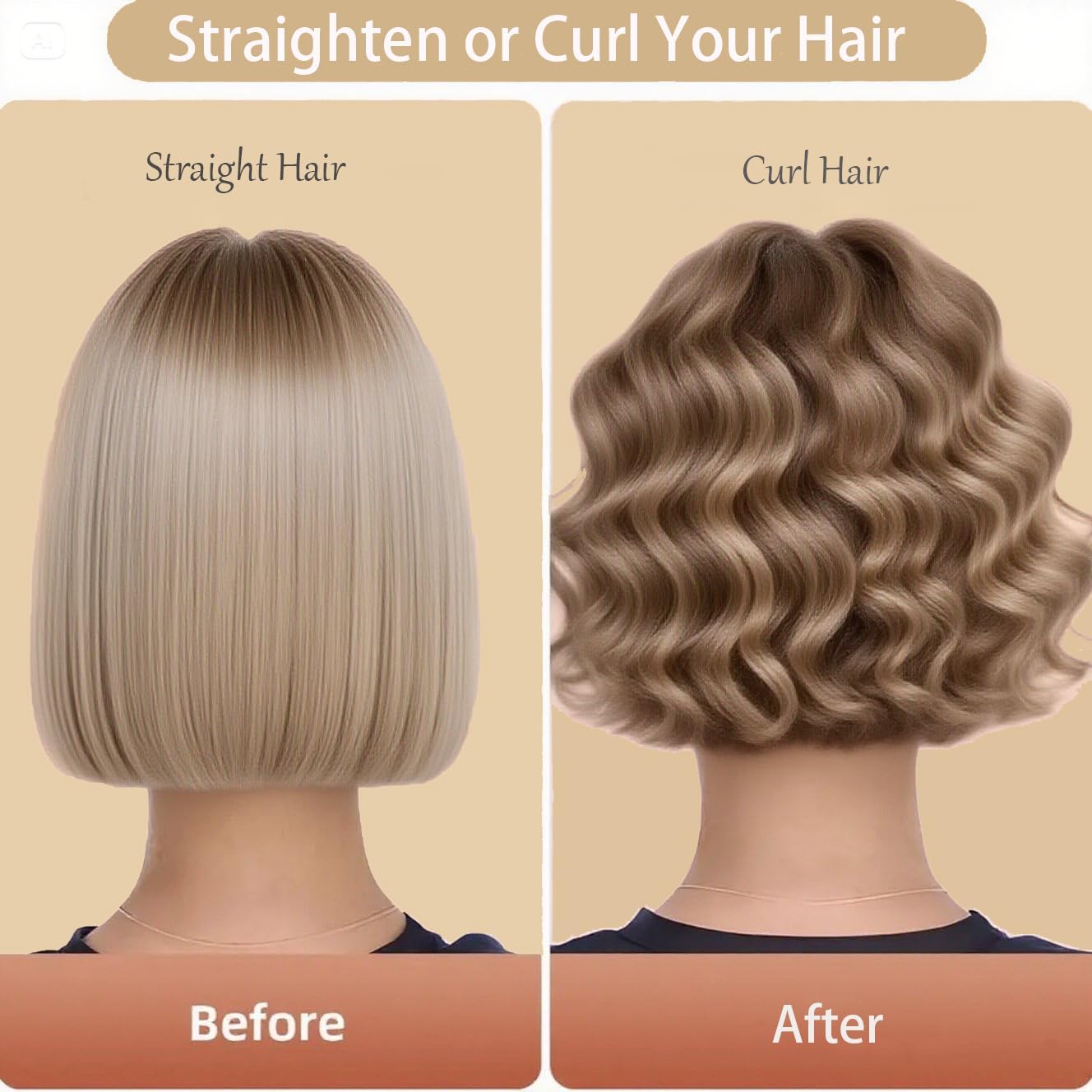 Cordless Hair Curling Iron Brush, 1.5" Mini Cordless Hair Curler, 3-in-1 Travel Curling Brush Hair Straightener Comb Rechargeable, Long Battery Portable Ionic Heated Tool, White