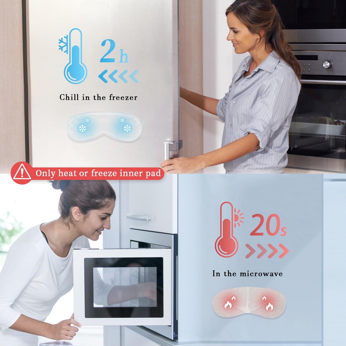 Heated Cold Eye Mask Silky Sleep Mask with Cooling Gel & Microwavable Heating Flaxseed Pad Warm Compress for Dry Eyes Care Sleeping Women Beauty Blindfold for Migraine Puffy Swollen