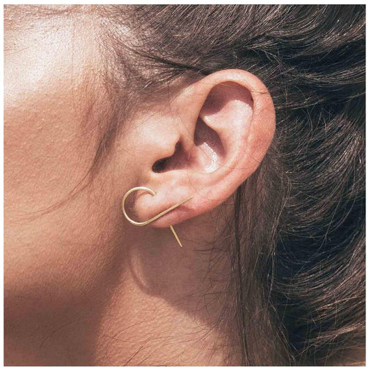 Cross Arc Threader Earrings Gold Wire Twist Earrings Geometric Wire Earrings Tiny Open Hoop Threader Earrings Jewelry for Women and Girls Gifts