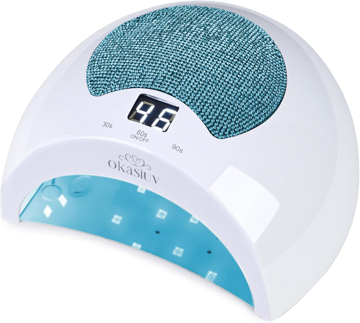 Diamond Gel Nail Lamp - Rechargeable UV LED, Touch Control, 3 Speed Settings, Fast Drying for All Gel Polishes, Compact Design (Sky Blue)