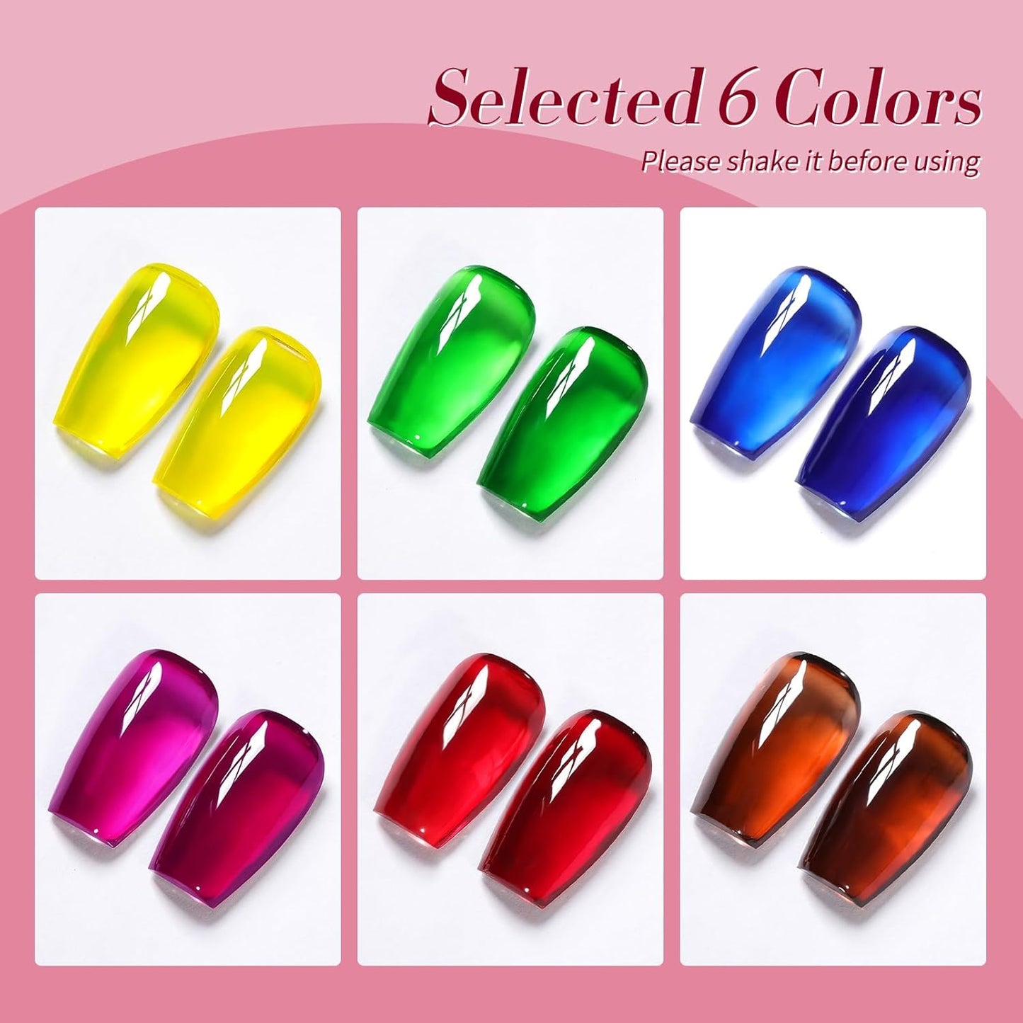 Born Pretty Jelly Gel Nail Polish Halloween Neon Gel Polish,Brown Blood Wine Red Blue Purple Green Translucent Effect,Soak Off U v LED Light Cure Nail Art Kit for Salon Manicure and DIY at Home