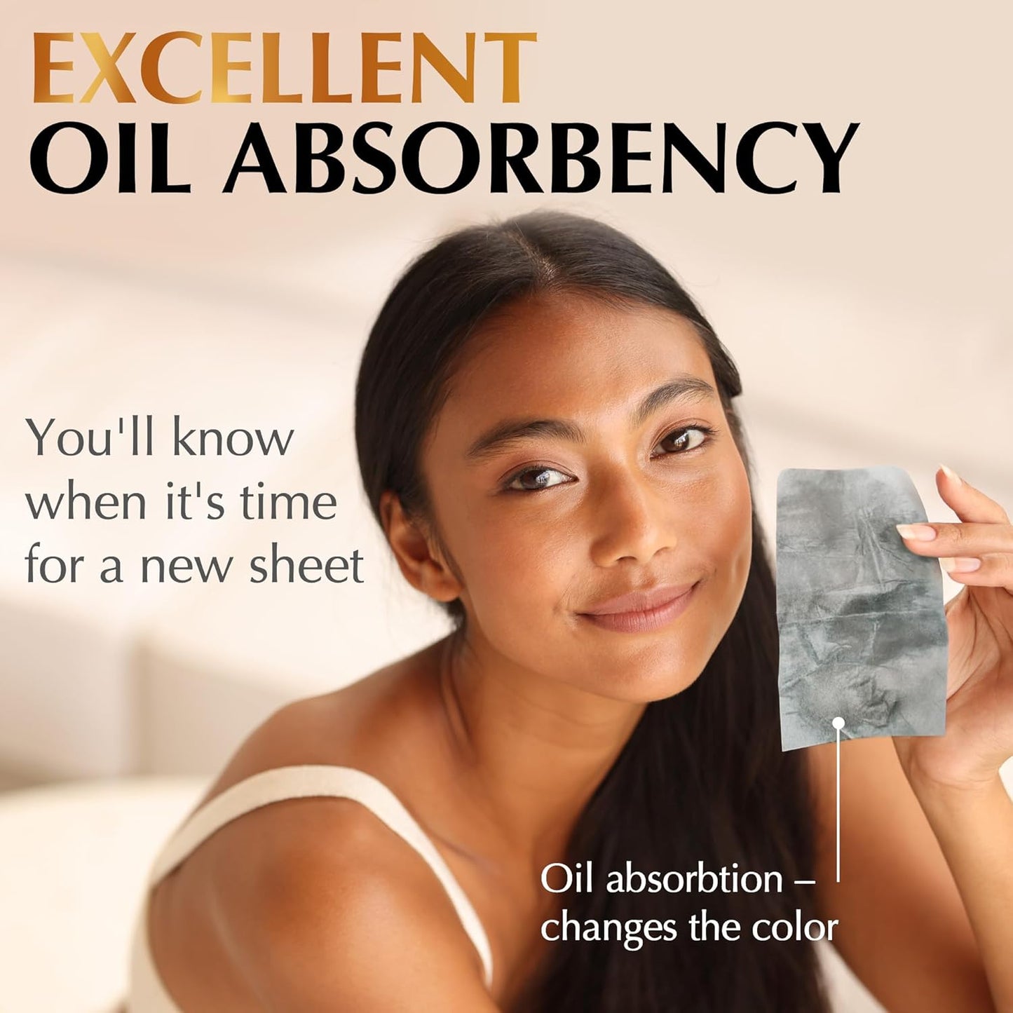 Natural Oil Blotting Sheets for Face with Bamboo Charcoal - 25% Larger - 1pk/100 Makeup Friendly Blotting Papers for Face - Easy Dispensing Oil Absorbing Sheets for Face