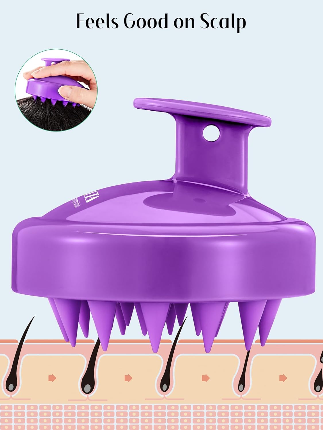 HEETA Scalp Massager Hair Growth 2-Pack, Soft Silicone Scalp Scrubber Shampoo Brush for Exfoliation Dandruff Removal Head Massage Stress Relax, Wet & Dry Use for Women Men Thick Thin Curly Hair Care