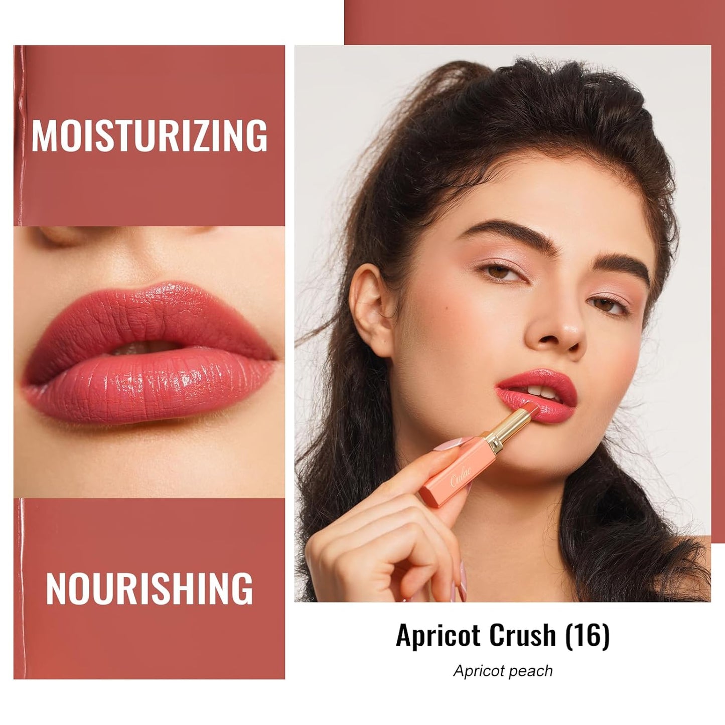 Oulac Moisturizing Shine Lipstick For Women Christmas Set 2PCS, 2 in 1 Tinted Lip Balm for Winter, Hydrated Juicy and Glossy Lip Color for Dry, Cracked and Chapped Lips, Vegan [01+16]