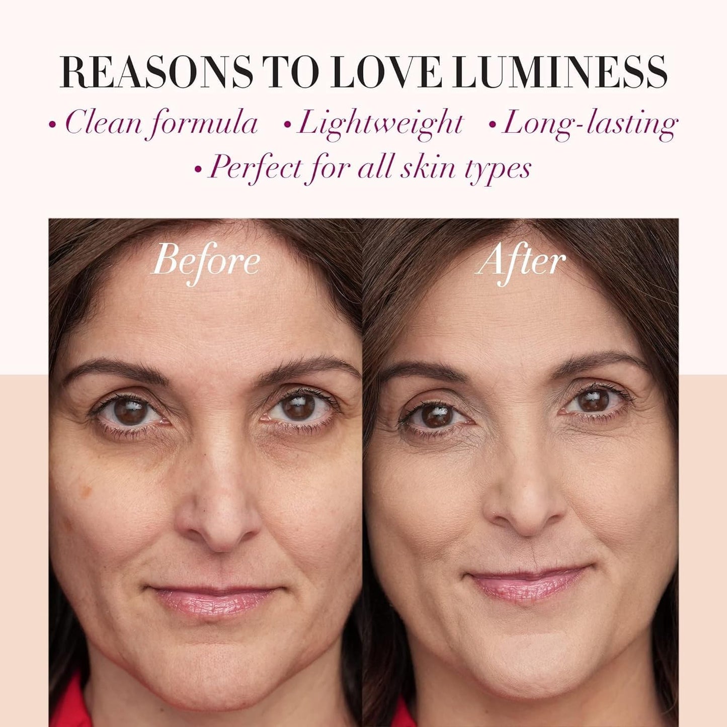 LUMINESS Silk Airbrush Spray Foundation & Buffing Brush Kit – Full Coverage Foundation & Dual-Sided Buffing Brush - Buildable Coverage, Anti-Aging Formula Hydrates & Moisturizes (Shade - Deep Rich)