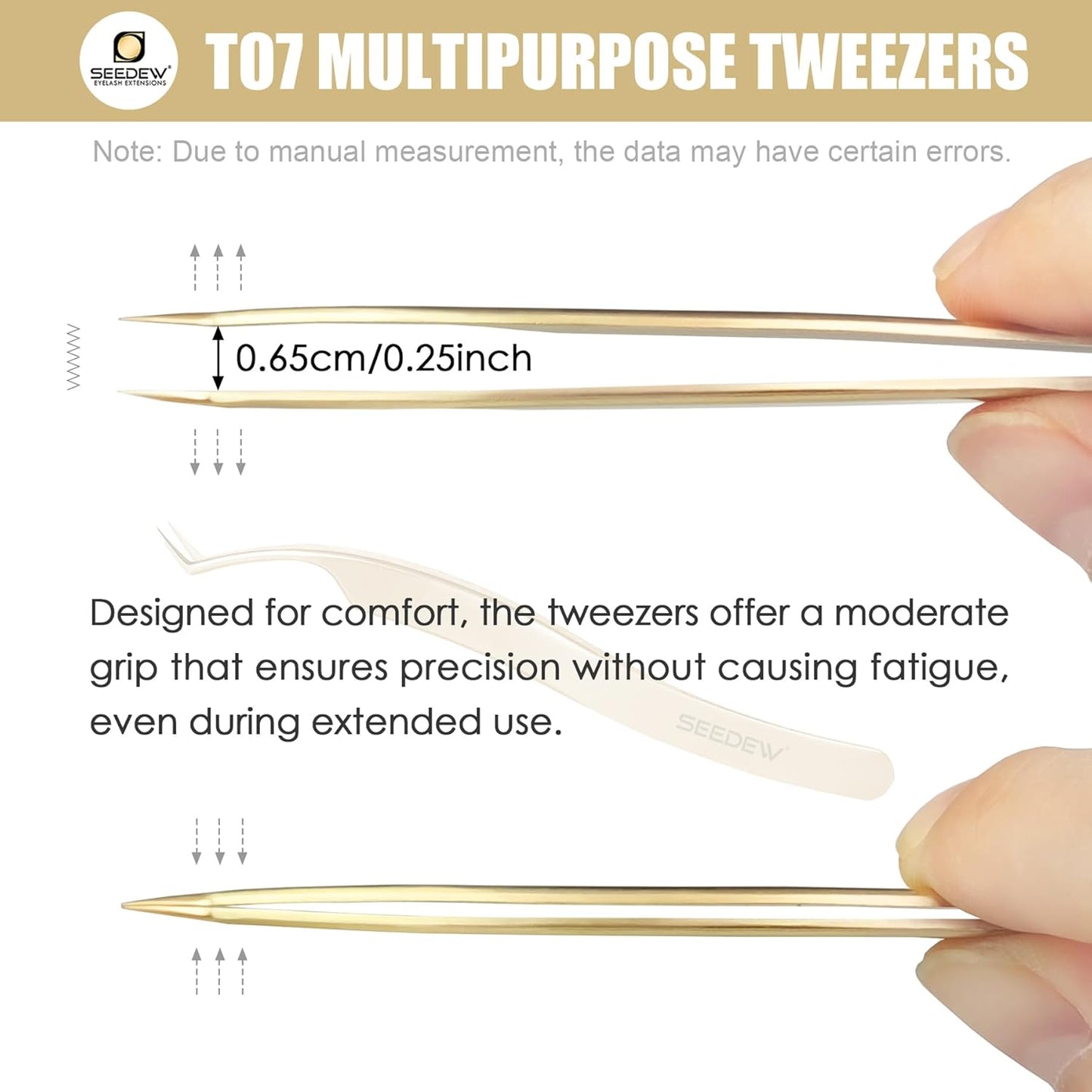 Tweezer Eyelash Extensions 1 PCS Stainless Steel 45 Degree Pointy Hook Multipurpose Tweezer Isolation Professional Precision Supplies Application Tools for Lash Tech Artist Beginner(Golden)