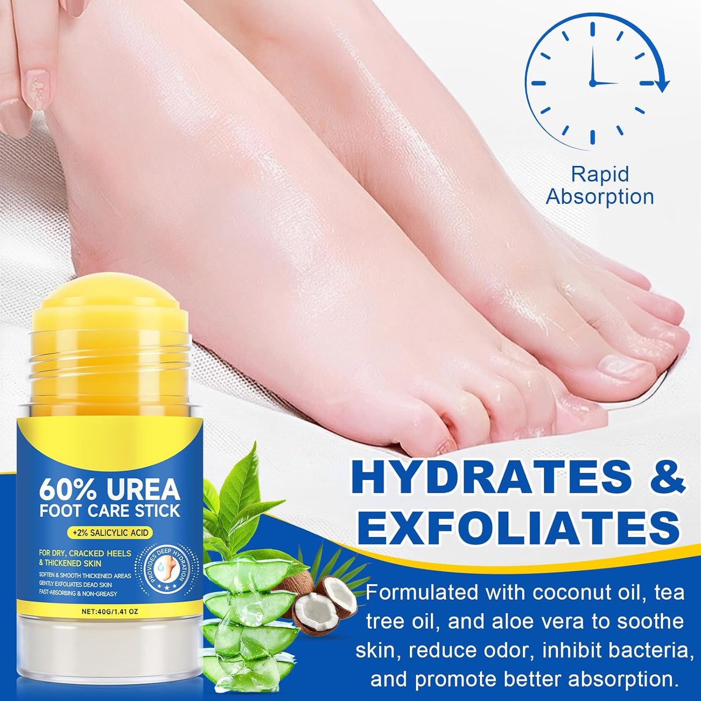 Foot Urea Cream, 60% Urea Cream for Feet Maximum Strength Repair Cracked Skin, Foot Moisturizer Nourish Cracking Rough Dry Heels, Feet Callus Remover Gel (2Pack)
