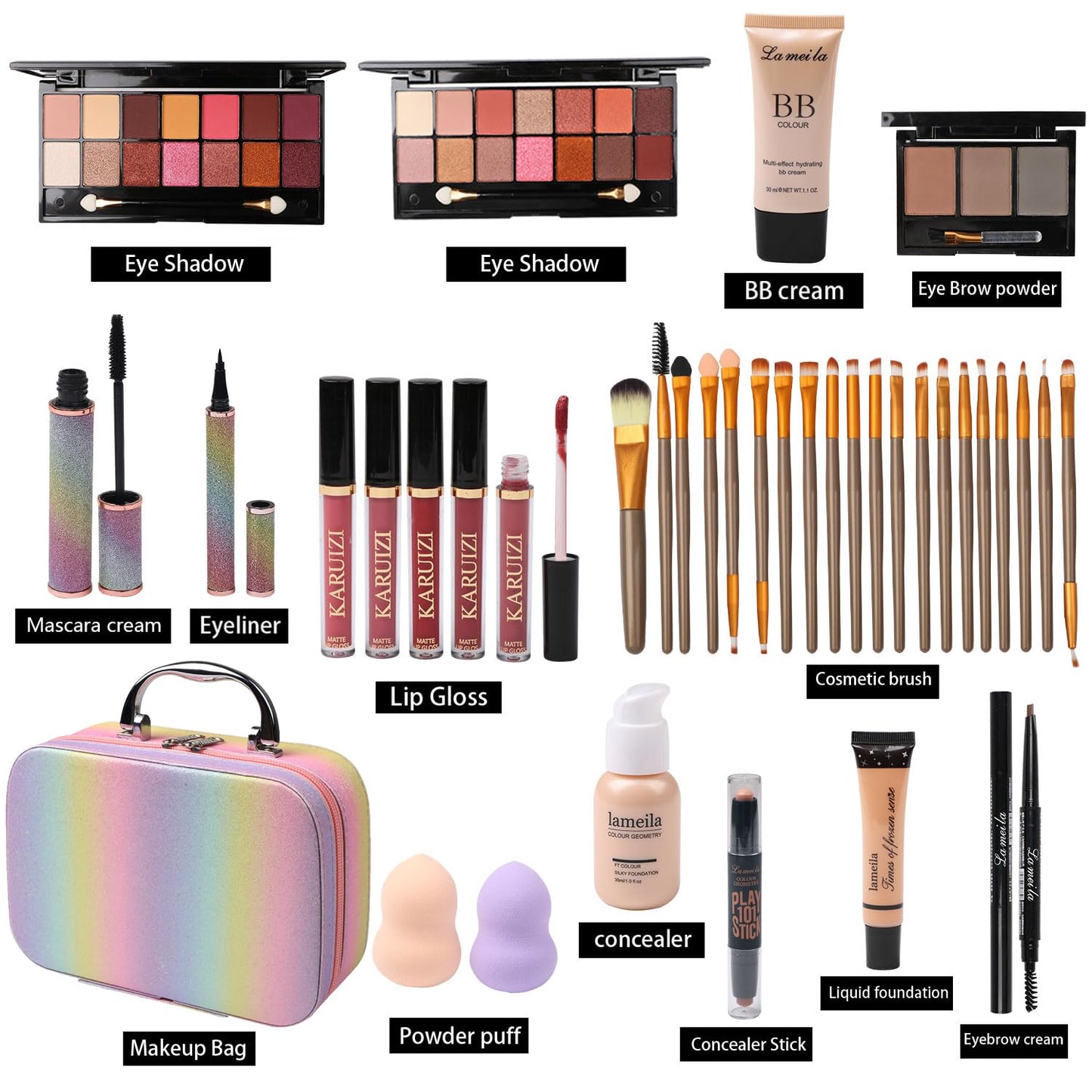 Makeup Kit All-in-one Makeup Gift Set for Women Full Kit Gift Set for Women,Girls & Teens,Makeup Gift Set for Women & Girls (Colorful bag)