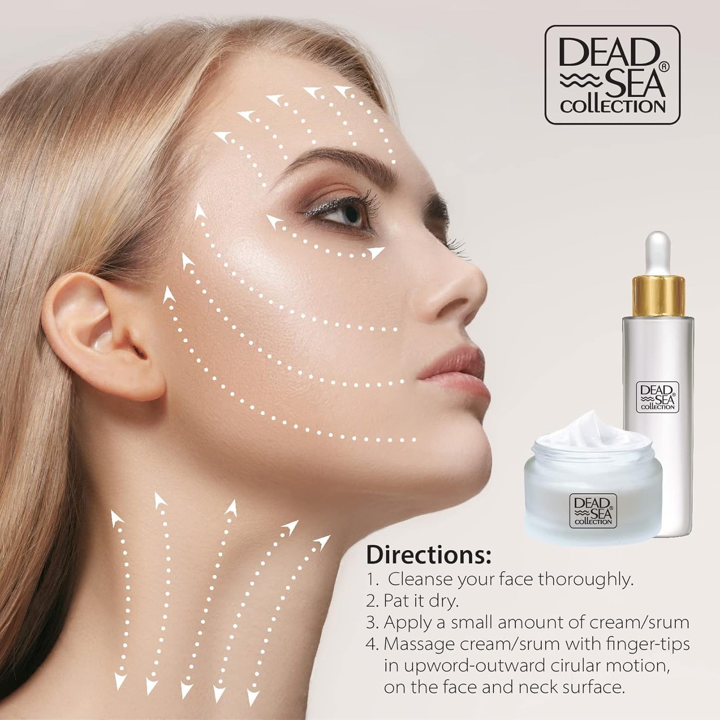 Dead Sea Collection Facial Kit Retinol - Day Cream (1.69fl.oz/50ml jar) & Facial Serum (1.69fl.oz/50ml bottle) - Pure Dead Sea Minerals - Anti-Wrinkle Hydration Smooth and Moisturized Skin