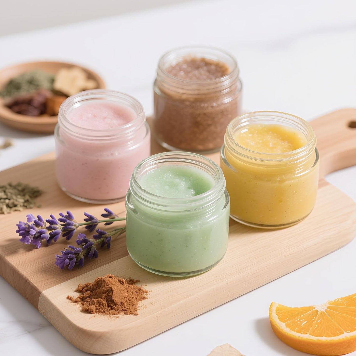 2oz Jars with Lids, Hoa Kinh 24 Pack Clear Glass Jars with Lids Empty Cosmetic Containers Round Airtight Glass Jar with Inner Liners and White Lid for Storing Lotions, Powders, and Ointments