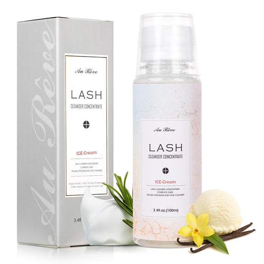 Lash Shampoo Concentrate 100ml Lash Extension Cleanser Oil-Free Eyelash Extension Shampoo with Salon Home Care -Makes 20 Bottles 60ml Eyelash Cleaner,Ice Cream