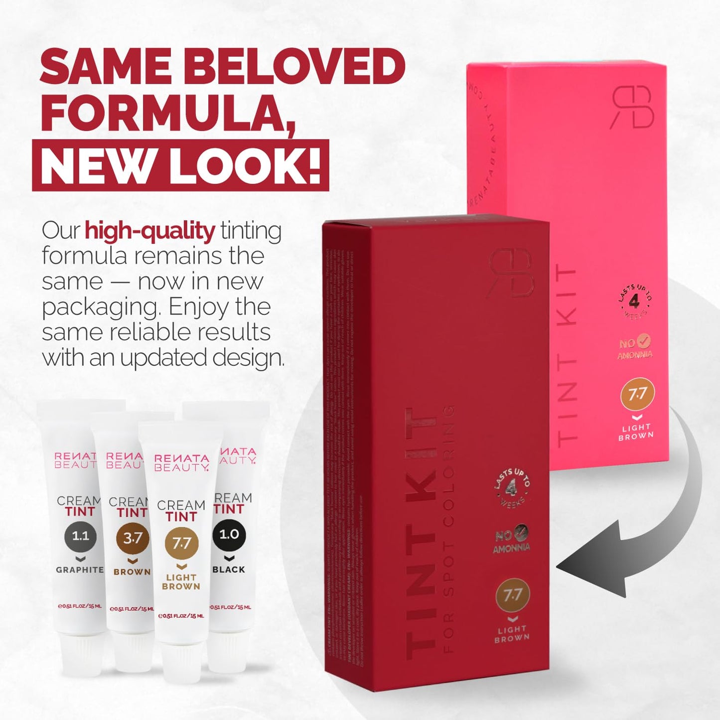 RB RENATA BEAUTY Tint Kit – Cream Hair Dye Kit with Developer and Application Brush for Spot Coloring - Covers Gray Hairs, Smudge-Proof, Long-Lasting Up to 4 Weeks, 20 Applications [Light Brown]