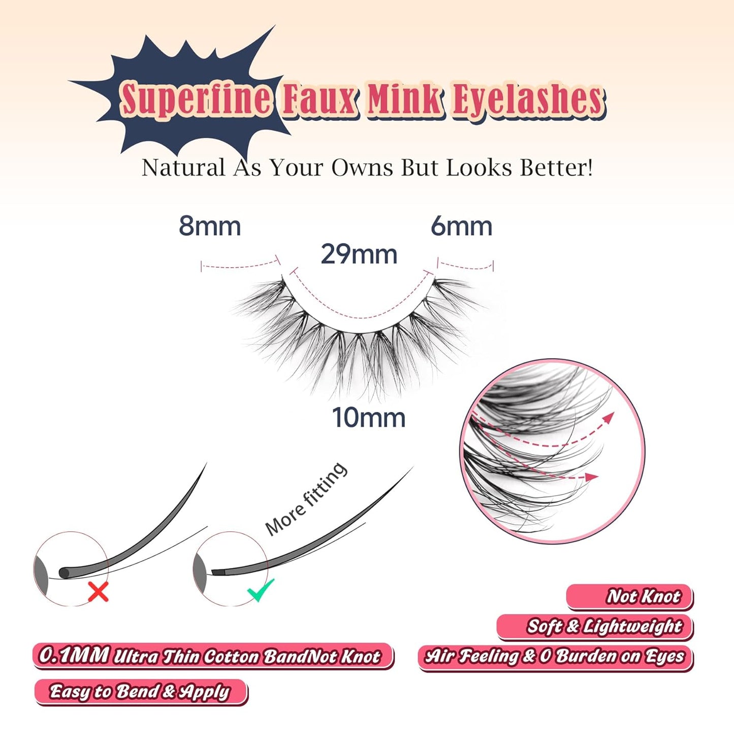 Natural Lashes False Eyelashes 10MM Short Lashes for Small Eyes C Curl Fake Eyelashes Thin Cotton Band 3D Volume Strip Lash Pack Soft Eyelashes 7 Pairs Siligli