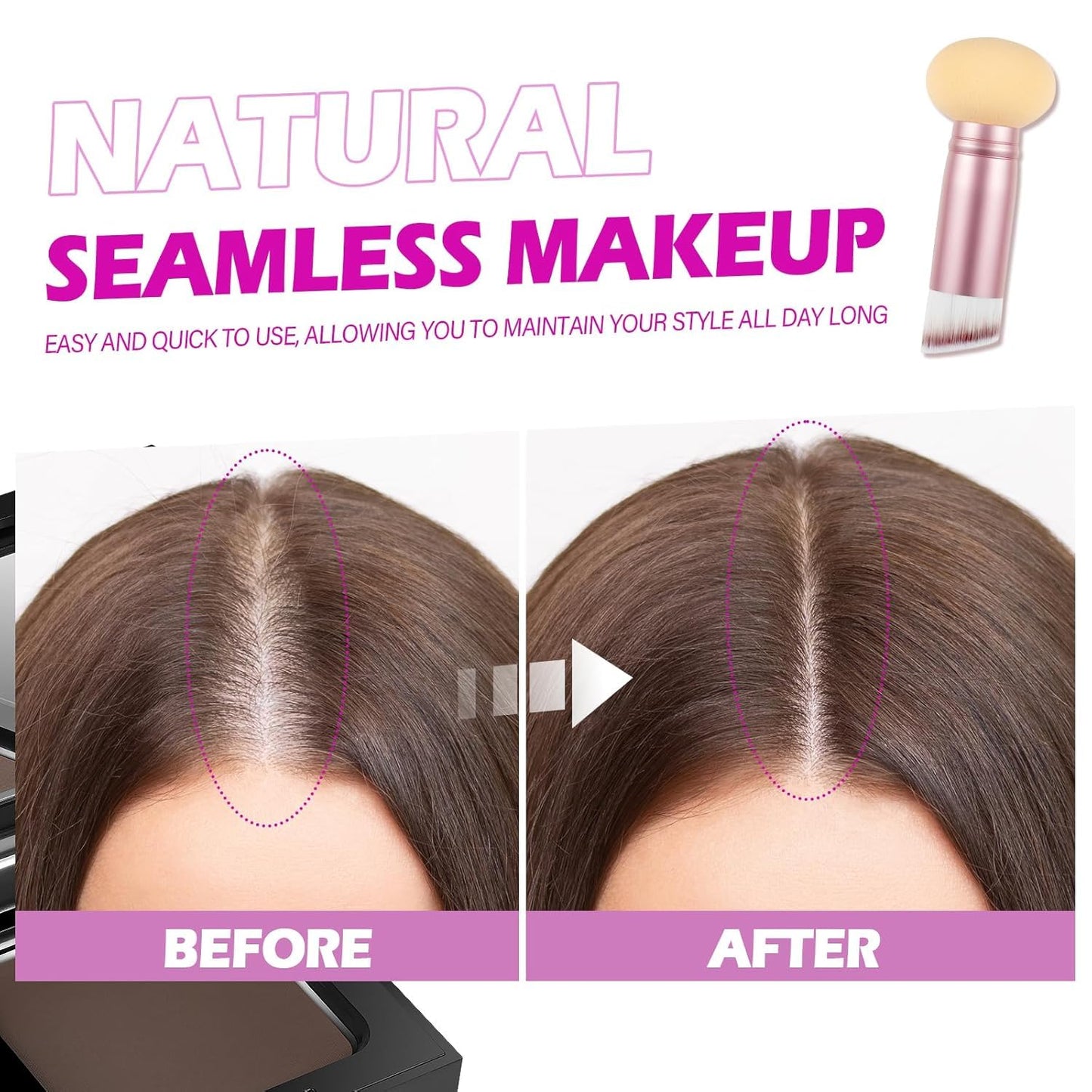 Acomler Root Touch Up Hair Color, Talc-Free Hairline Powder for Thinning, Root Touch Up Instantly Gray Hair Cover Up, Hair Powder for Women Men, Includes Makeup Brush (Brown, 0.42oz)