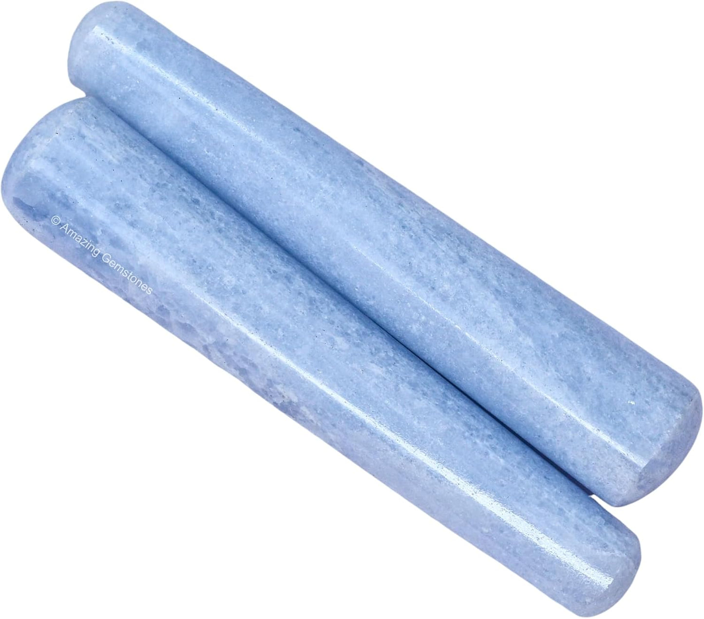 Amazing Gemstone Blue Calcite Crystal Wand Massage Stick - Pelvic Wand Gua Sha for Adults - Crystals and Healing Stones Massage Wands for Adults Gifts (Smooth)