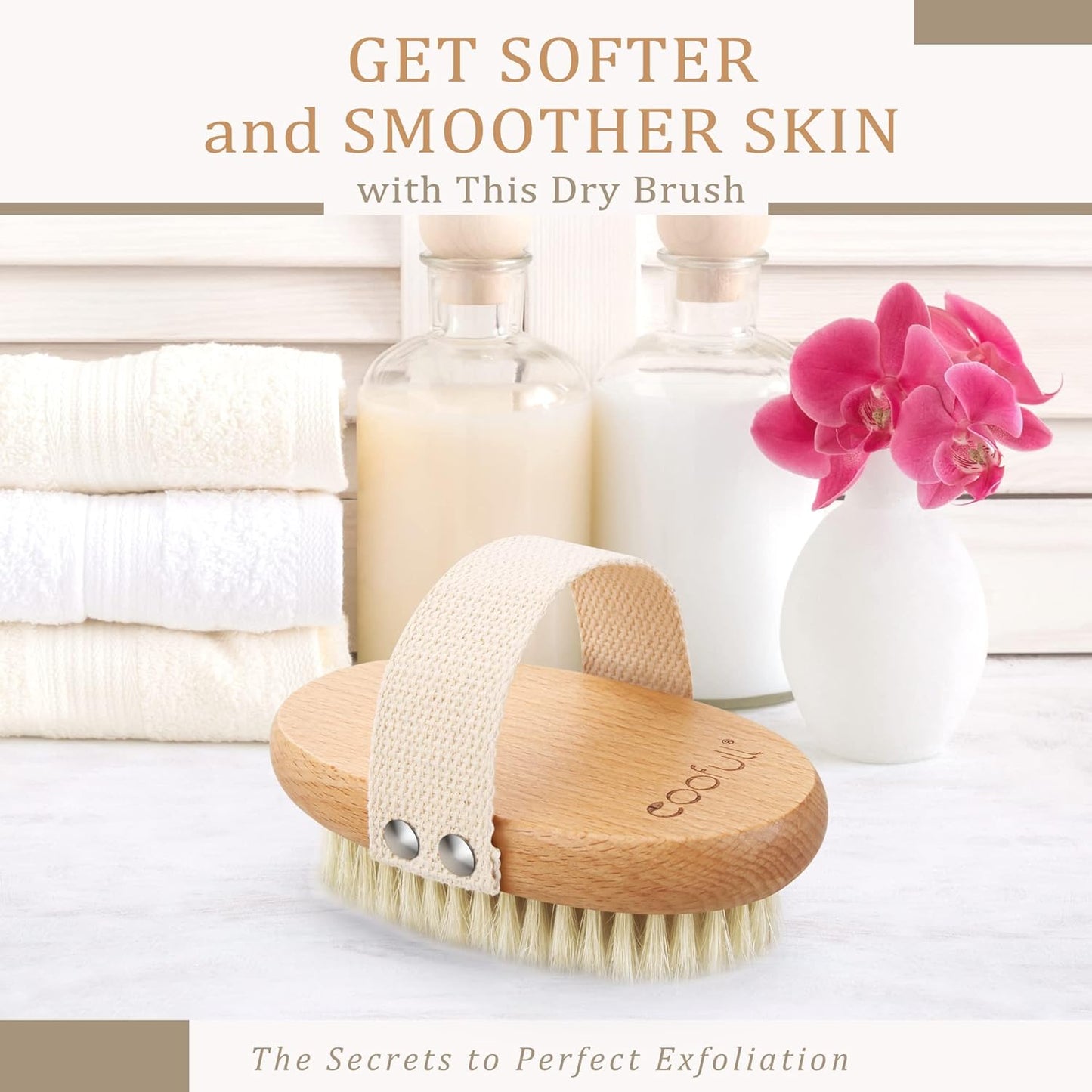 SURDOCA Dry Brush, Body Exfoliating Scrubber, Bath Shower Brushes for Improve Circulation, Cellulite and Lymphatic Remover