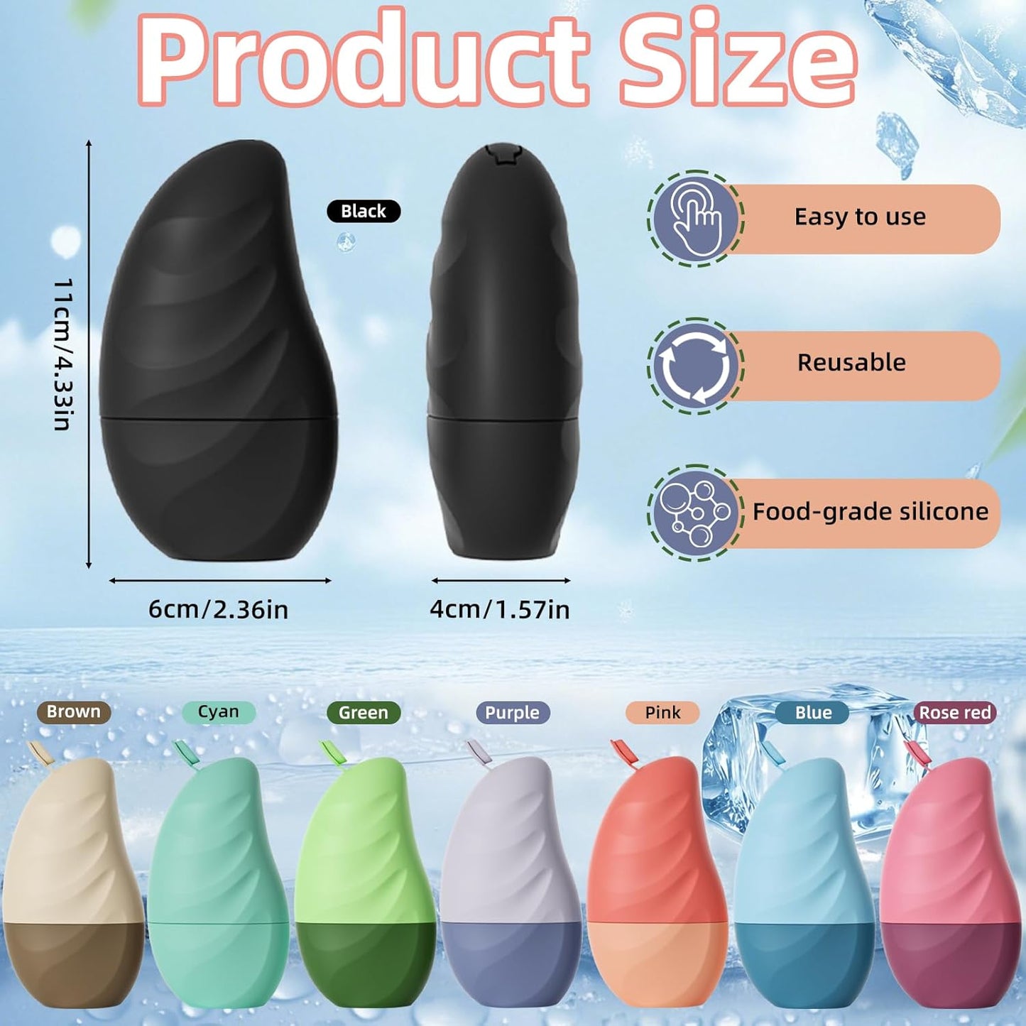 Silicone Facial Ice Cube Roller Massager, Facial Beauty Care Tool, Reusable Face Ice Mold - Brighten Skin, Reduce Puffiness for Face & Eyes (Green)