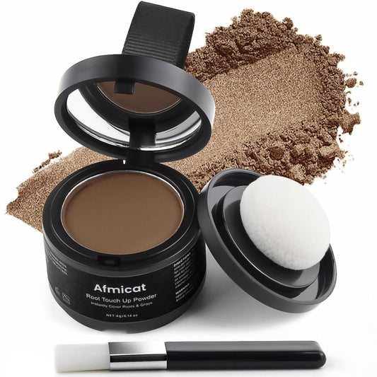 Instant Hairline Powder, Root Touch Up Hair Color for Gray Coverage and Thinning Hair, Root Cover Up Conceals Hair Loss & Bald Spots, Natural and Non-Greasy Hair Color for Women & Men, Brown