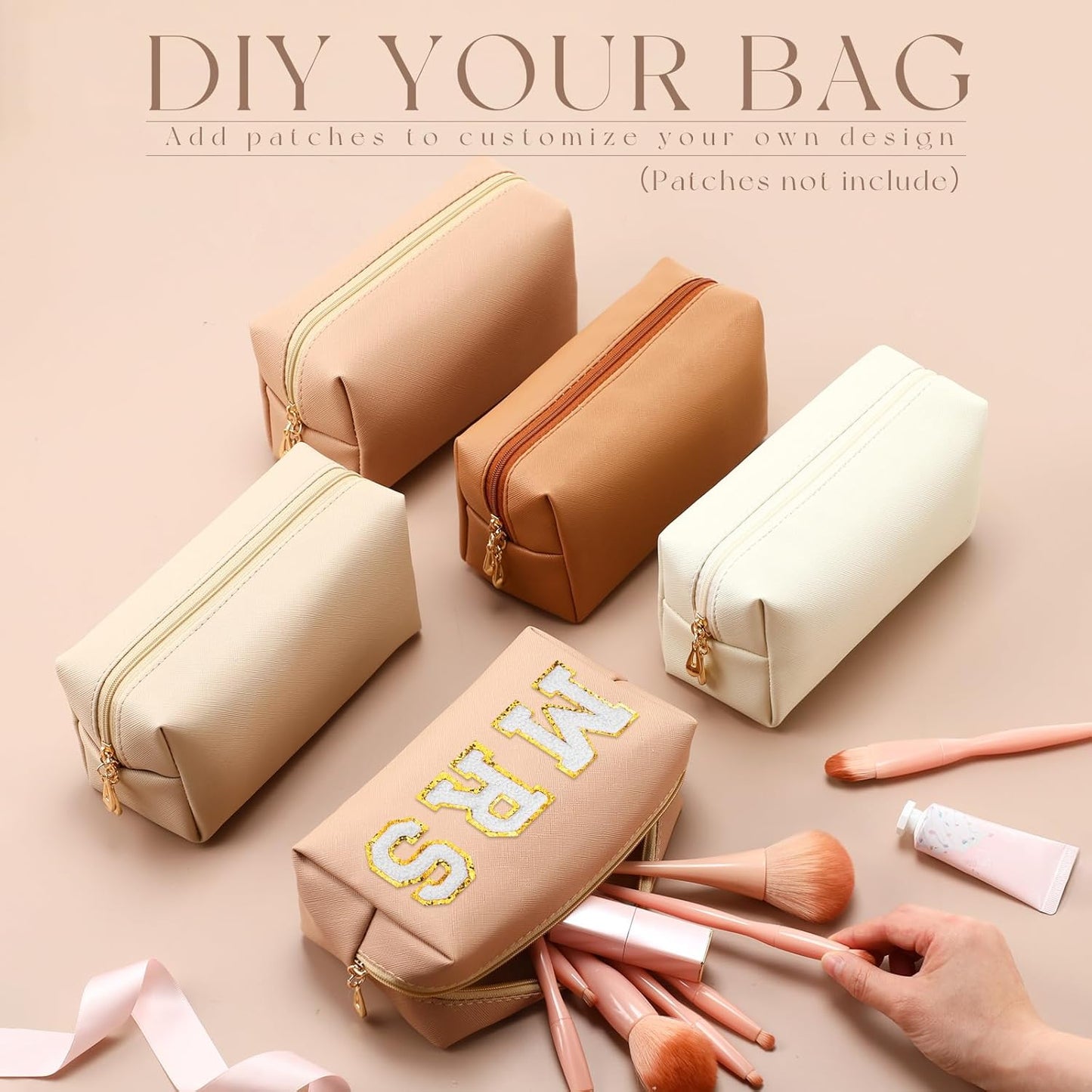 Kigeli 15 Pcs Aesthetic Makeup Bags PU Leather Cosmetic Pouches Waterproof Plain Toiletry Bags Makeup Pouches Bulk for Women Party Gift Travel Storage Organizer(Retro Color)