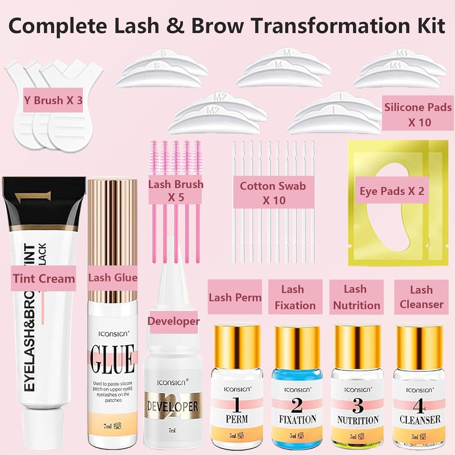 Lash Lift and Black Kit, 4 in 1 Professional Black Color Eyelash & Eyebrow Perm Kit, Easy for Beginner, Quick Lifting & Voluminous Coloring Eyelash Lift Kit for Salon Grade Home DIY Use