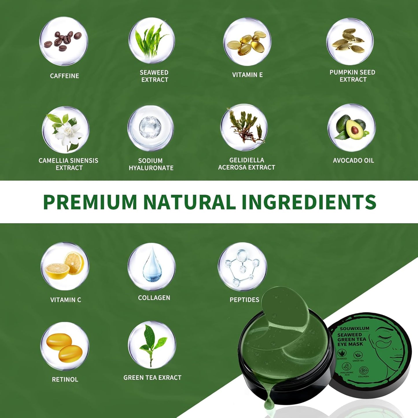 Under Eye Patches for Puffy Eyes 70PCS, Seaweed Eye Mask for Dark Circles and Puffiness, Under Eye Mask Patches Skincare, Eye Gel Pads, Eye Patches for Wrinkles, Puffy Eyes Bags Treatment Women Men