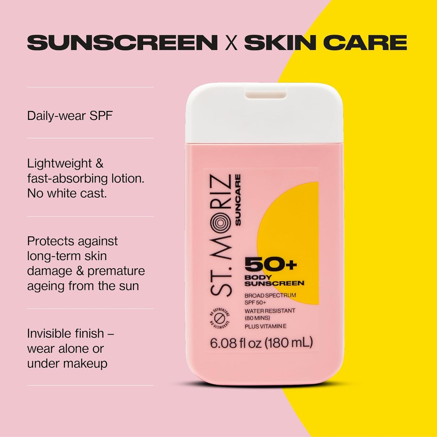 St Moriz Suncare SPF - Sunscreen - Broad Spectrum Protection Water Resistant Sunscreen Moisturizing Lotion + Vitamin E - Oxybenzone & Octinoxate Free - Vegan - Body, 50, Sun Protection Factor (SPF)