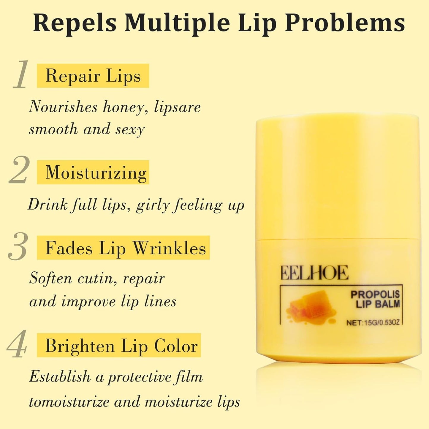 Honey Lip Butter, Hydrating Overnight Lip Balm & Mask, Bee Lip Mask, 12 Hours Long-lasting Moisture, Hygienic Twist Dispenser, Cracked Lip Scrubs Exfoliato Lip Wrinkle Skin Care Products